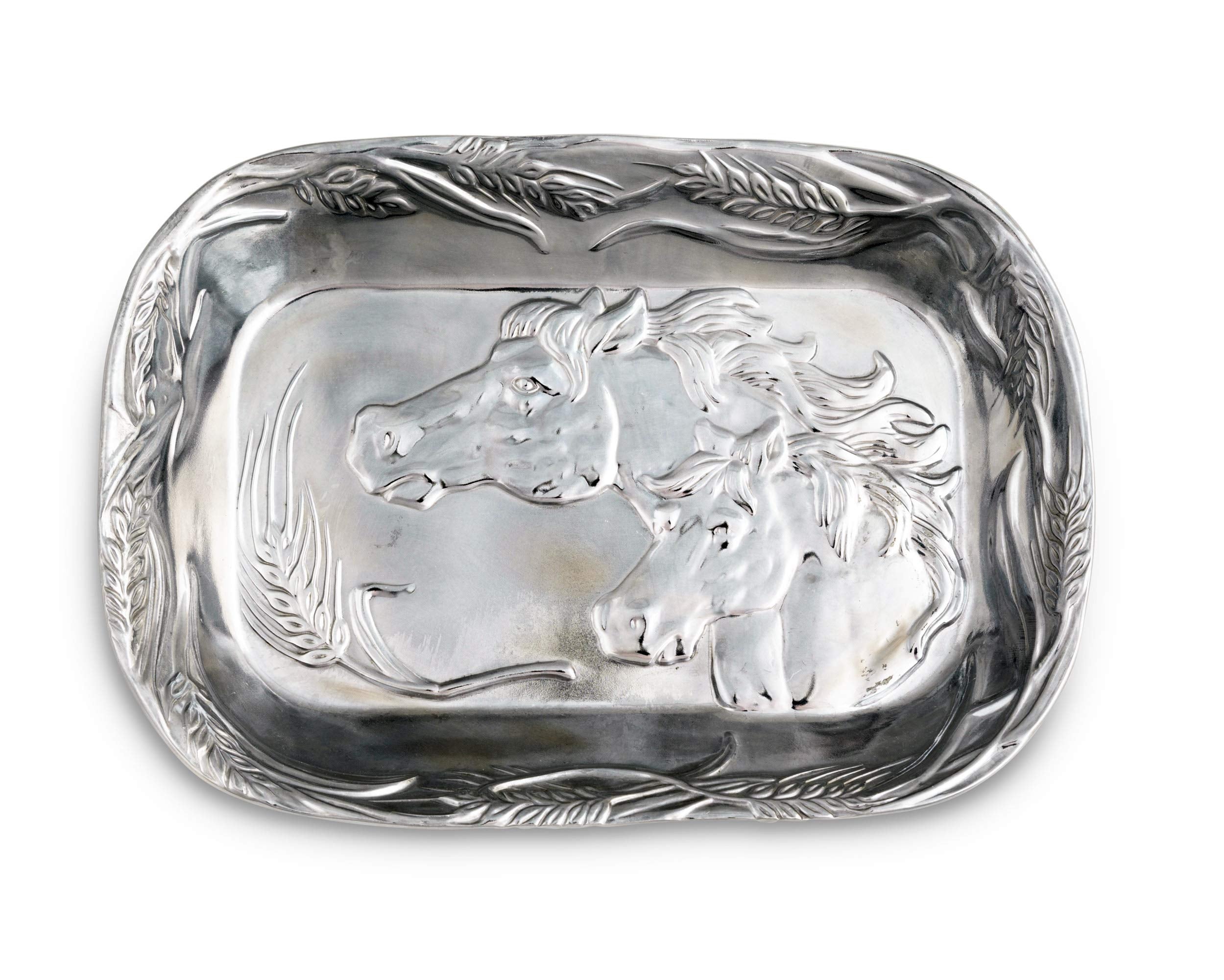 Arthur Court Aluminum Metal Horse Equestrian Food Service Tray, Desktop Storage Organizer, Catchall, Valet, Nightstand Or Dresse