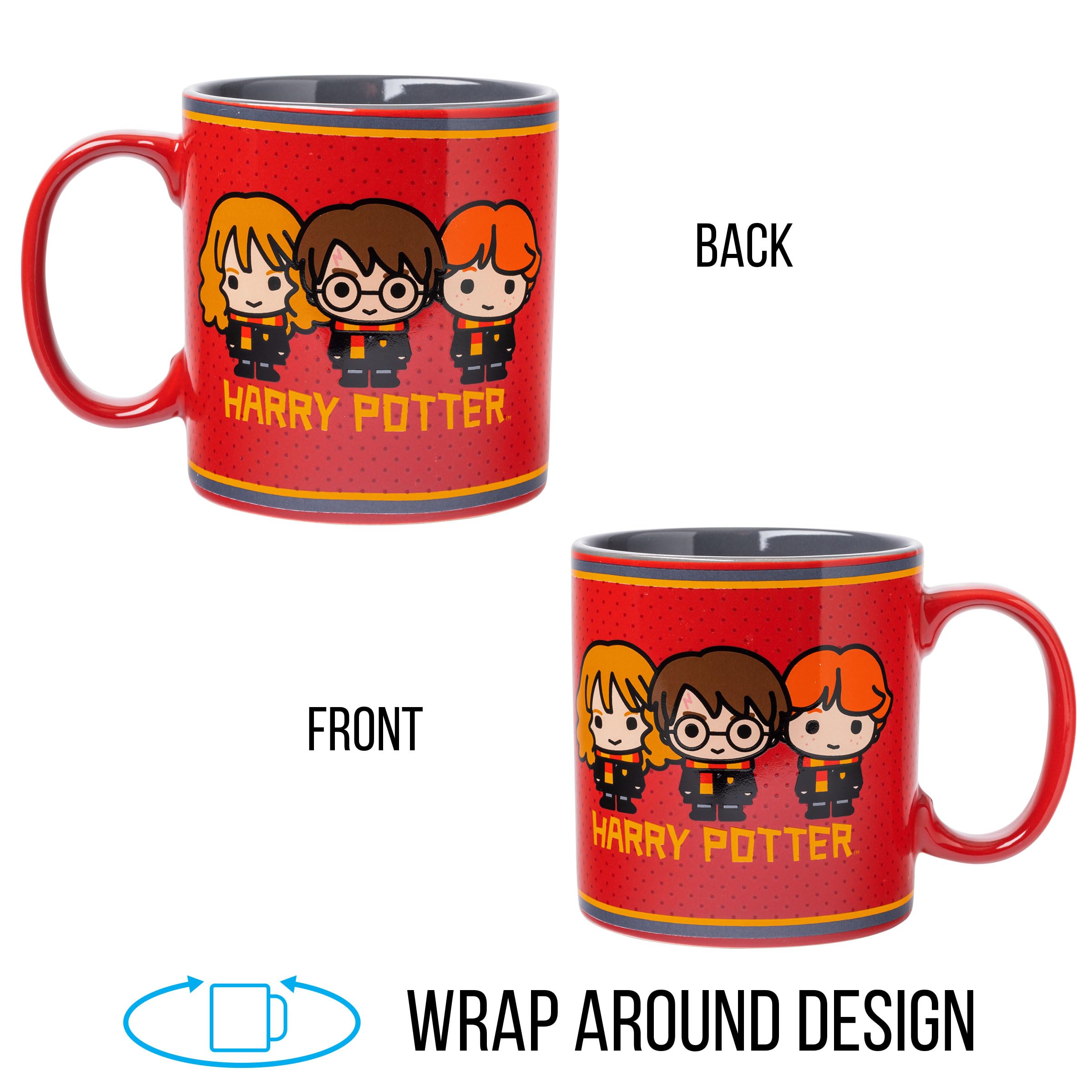 Silver Buffalo Chibi Animated Harry Potter Dots Ceramic Mug, 20 Ounces