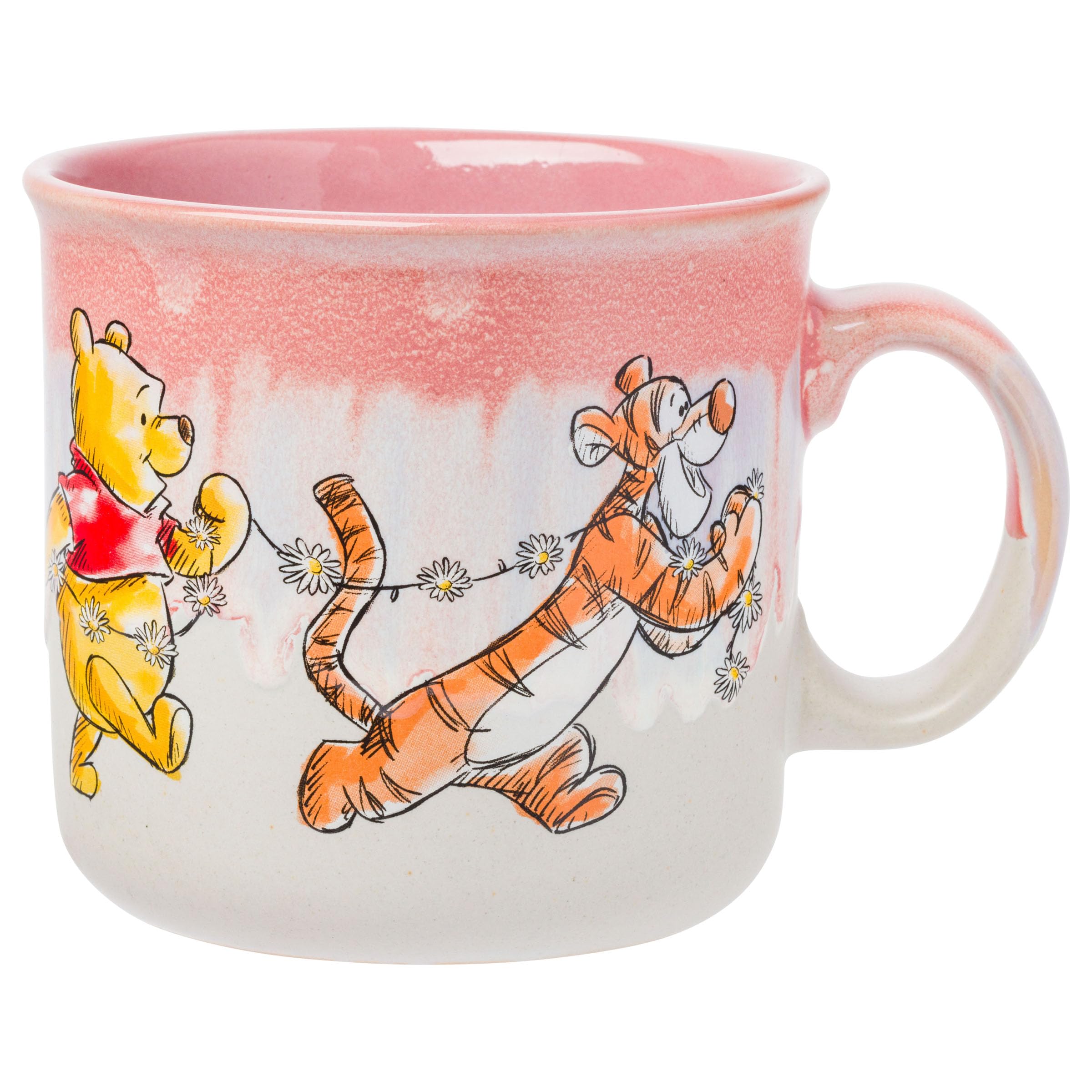 Silver Buffalo Winnie the Pooh Featuring Piglet, Tigger, and Eeyore Reactive Glaze Ceramic Camper Mug, 20 Ounces