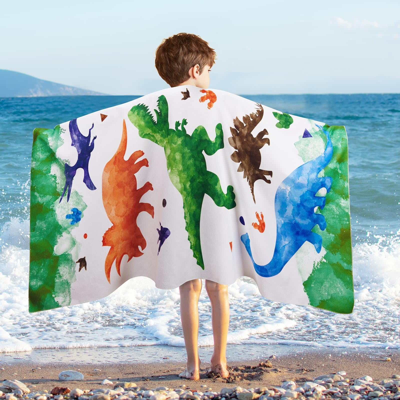 WERNNSAI Dinosaur Beach Towel - Watercolor Dino 30