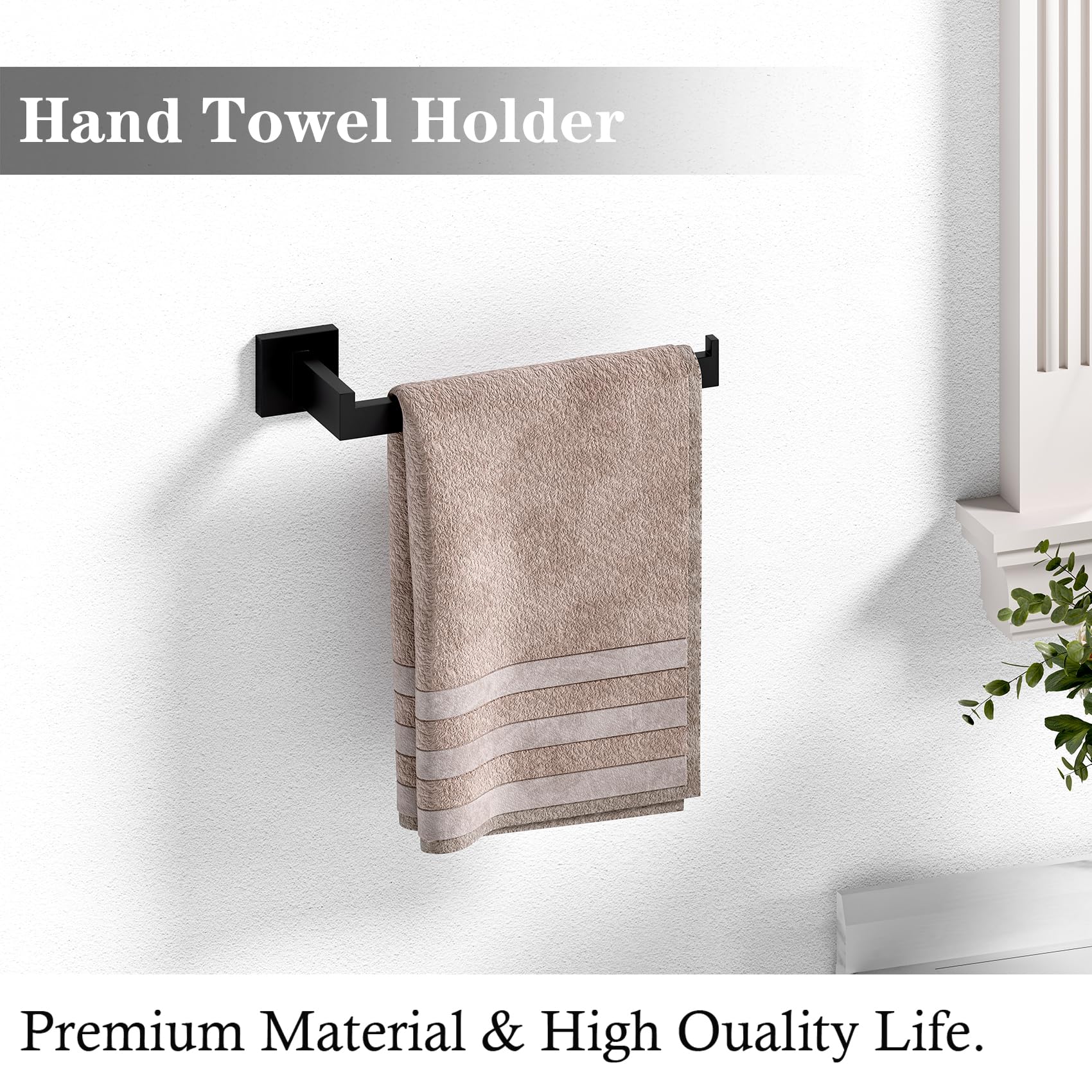 12-Piece Matte Black Bathroom Hardware Set, Heavy Duty Bath Towel Bar Set Including - 16'' Towel Rack&Hand Towel Holder&Toilet P