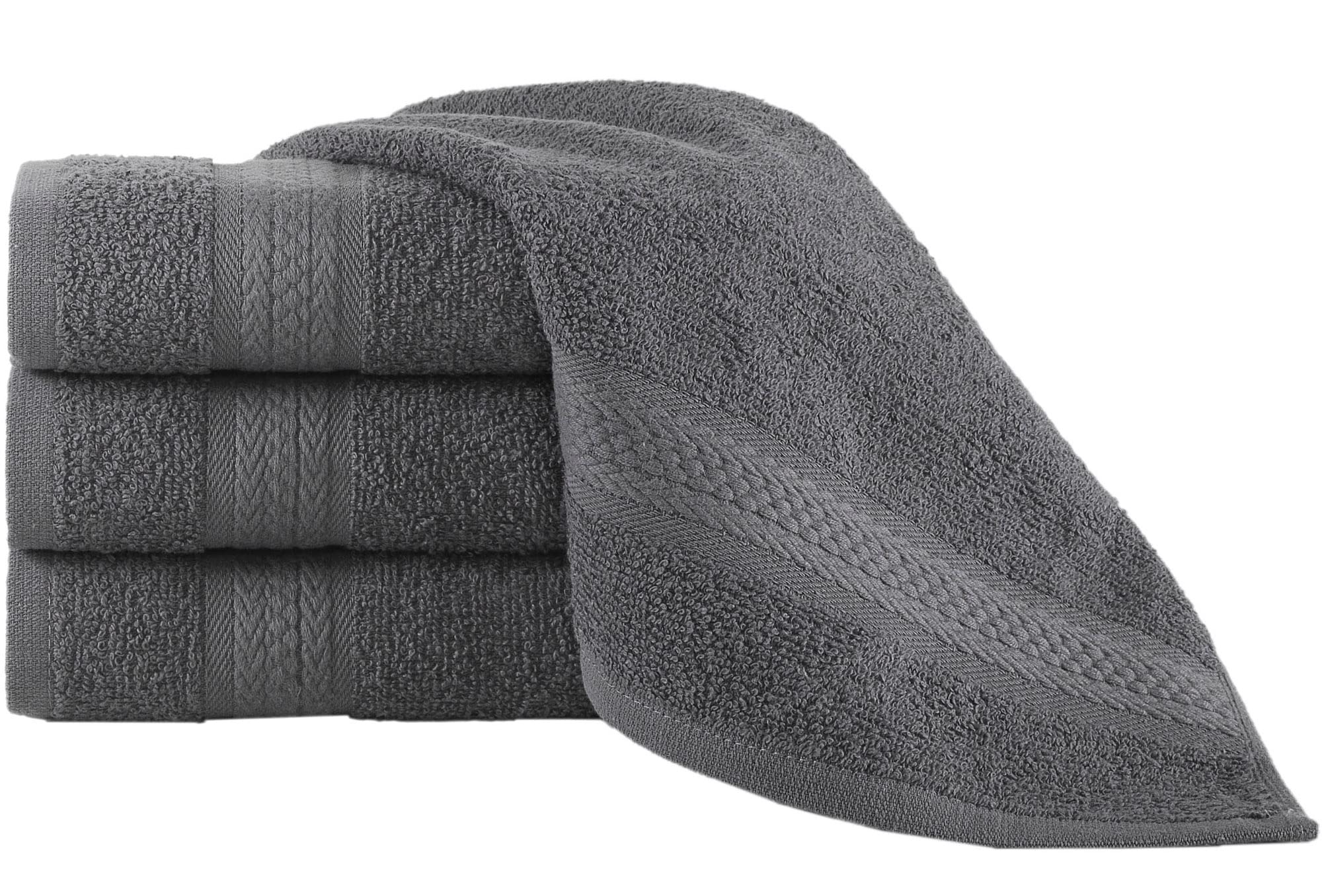 Regal Ruby 4 Pieces Grey Washcloths Bath Linen Set Quick-Dry, Highly Absorbent, Soft Feel Towels, Premium Quality Flannel Face C