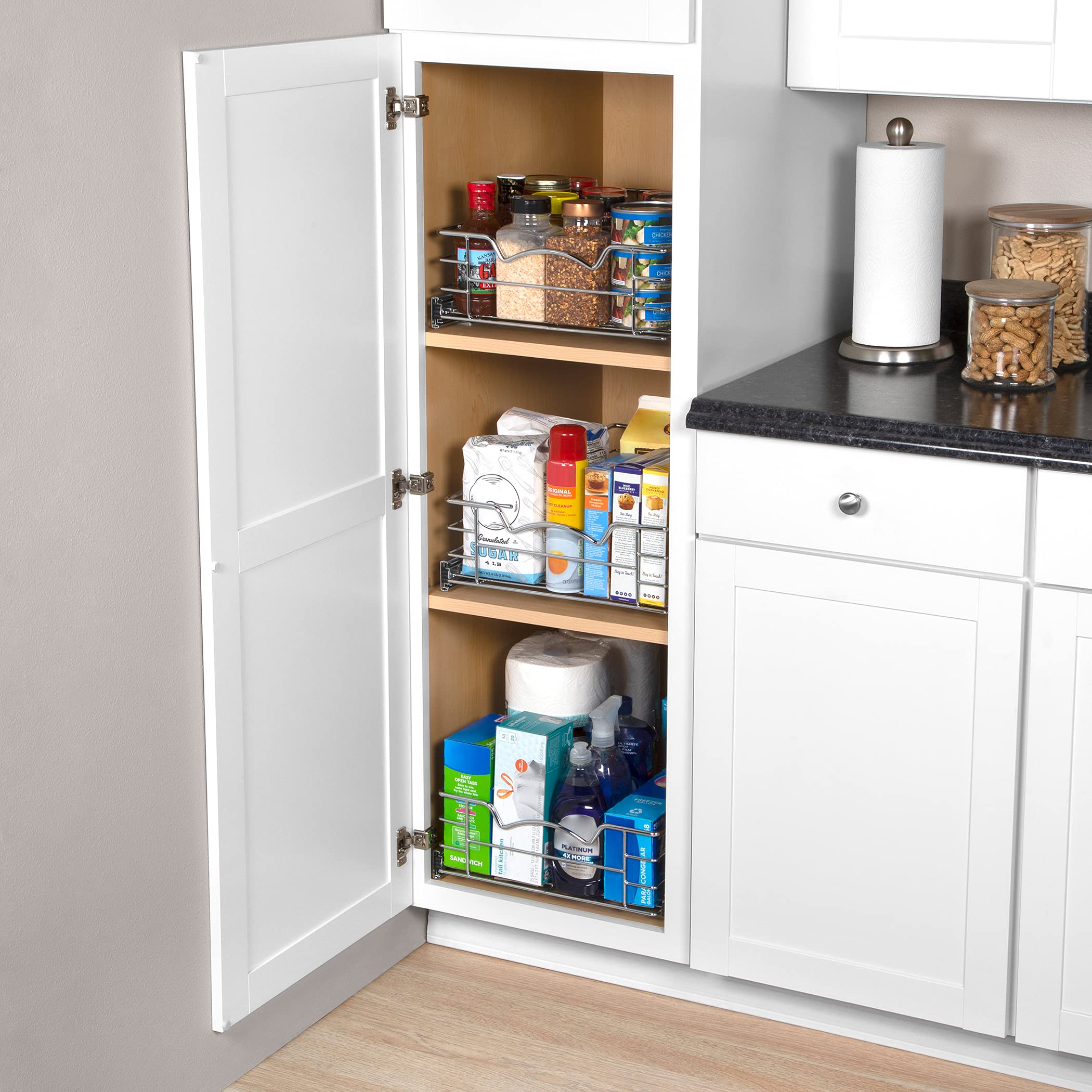Hold N Storage Heavy-Duty Premium Collection Pull Out Cabinet Organizer - Pantry Drawer Slide Out Caddy -Lifetime Limited Warran