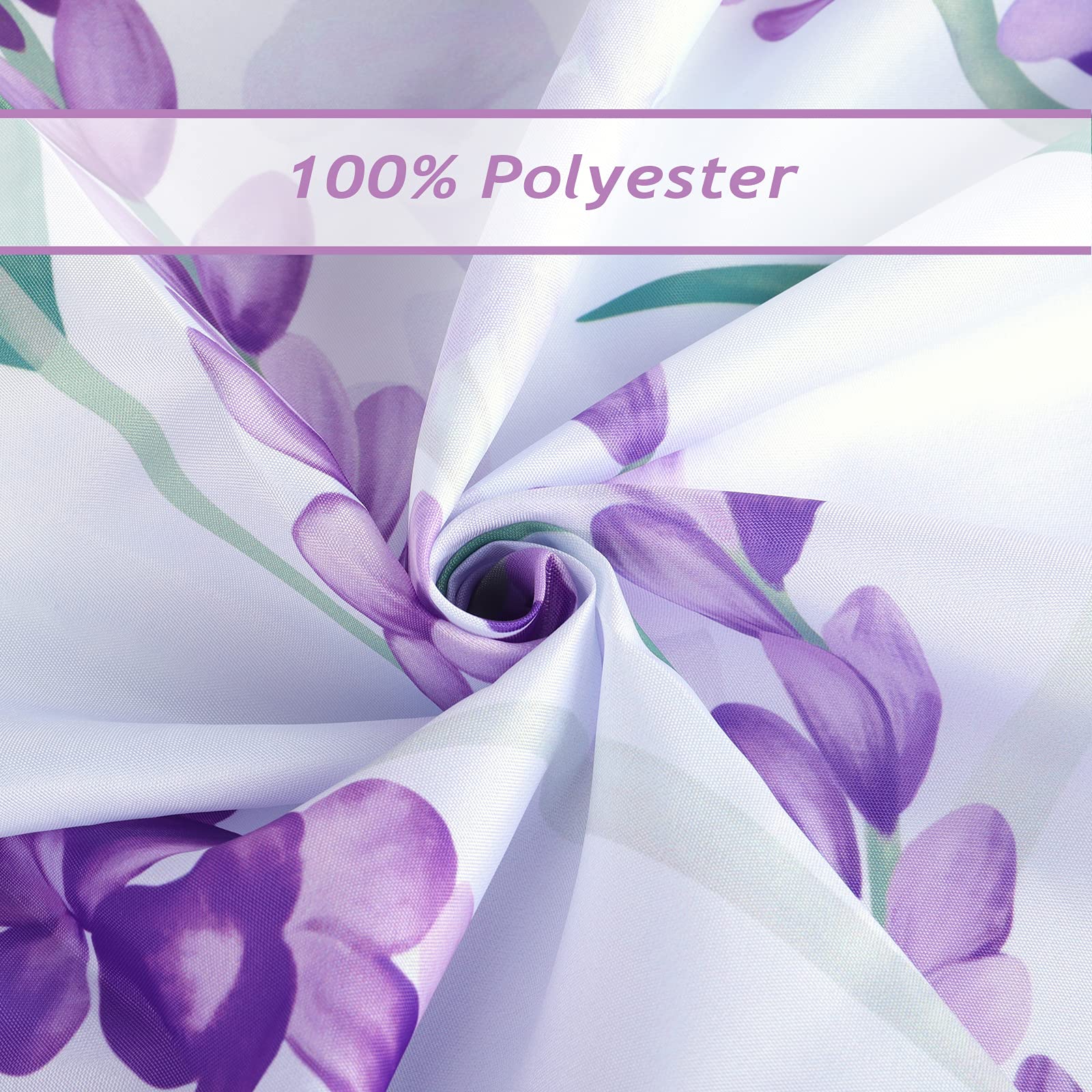 Bonhause Lavender Shower Curtain, Purple Floral Butterfly Bathroom Curtain 72X72 Inch Polyester Fabric Waterproof Bath Curtain W