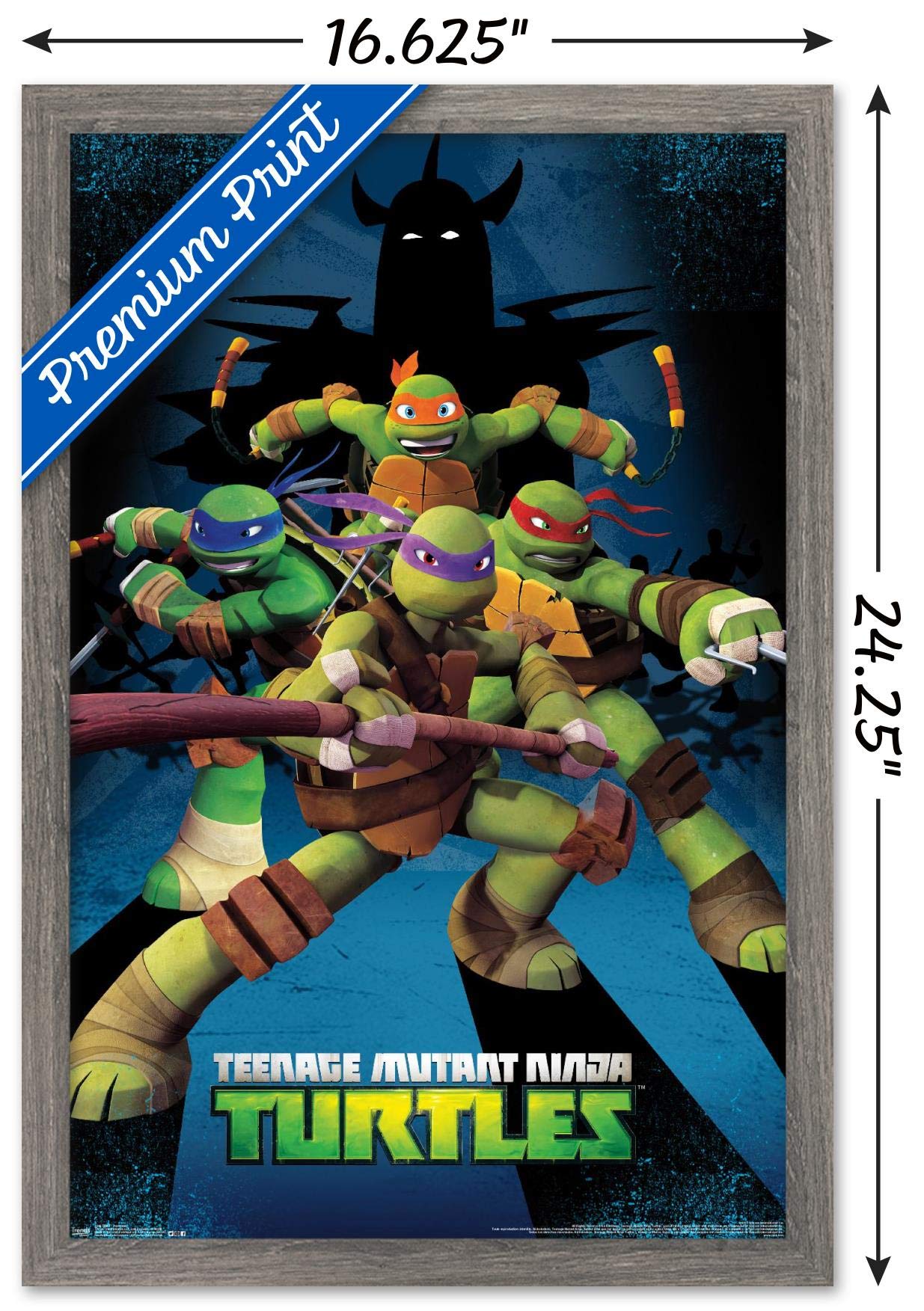Trends International Nickelodeon Teenage Mutant Ninja Turtles - Assemble Wall Poster, 14.725'' X 22.375'', Barnwood Framed Versi