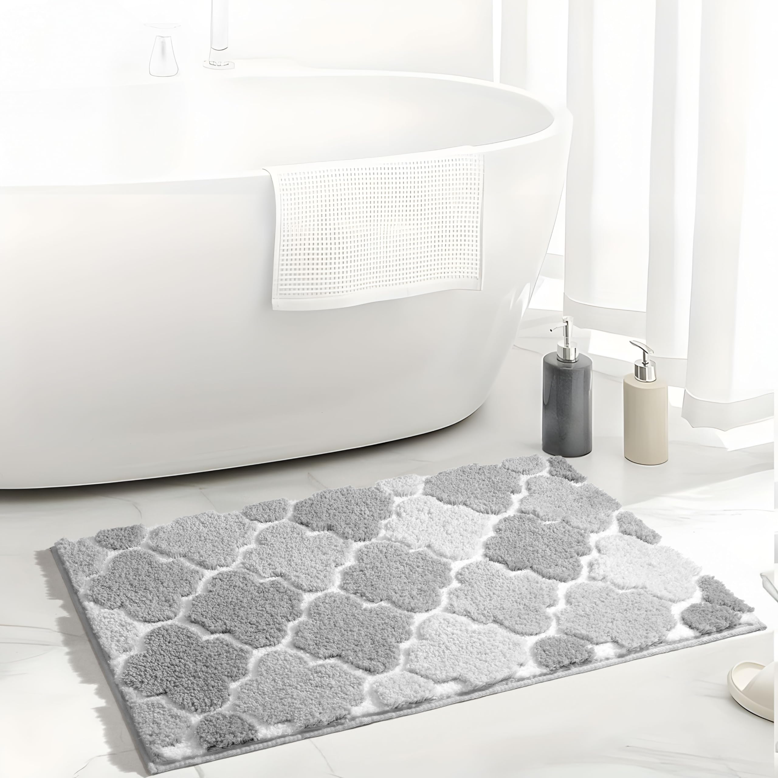 Dexde Bathroom Rugs Non-Slip, Bath Rugs Extra Absorbent Shaggy Bath Mat, Machine Washable Soft Plush Throw Rug For Bathroom Floo