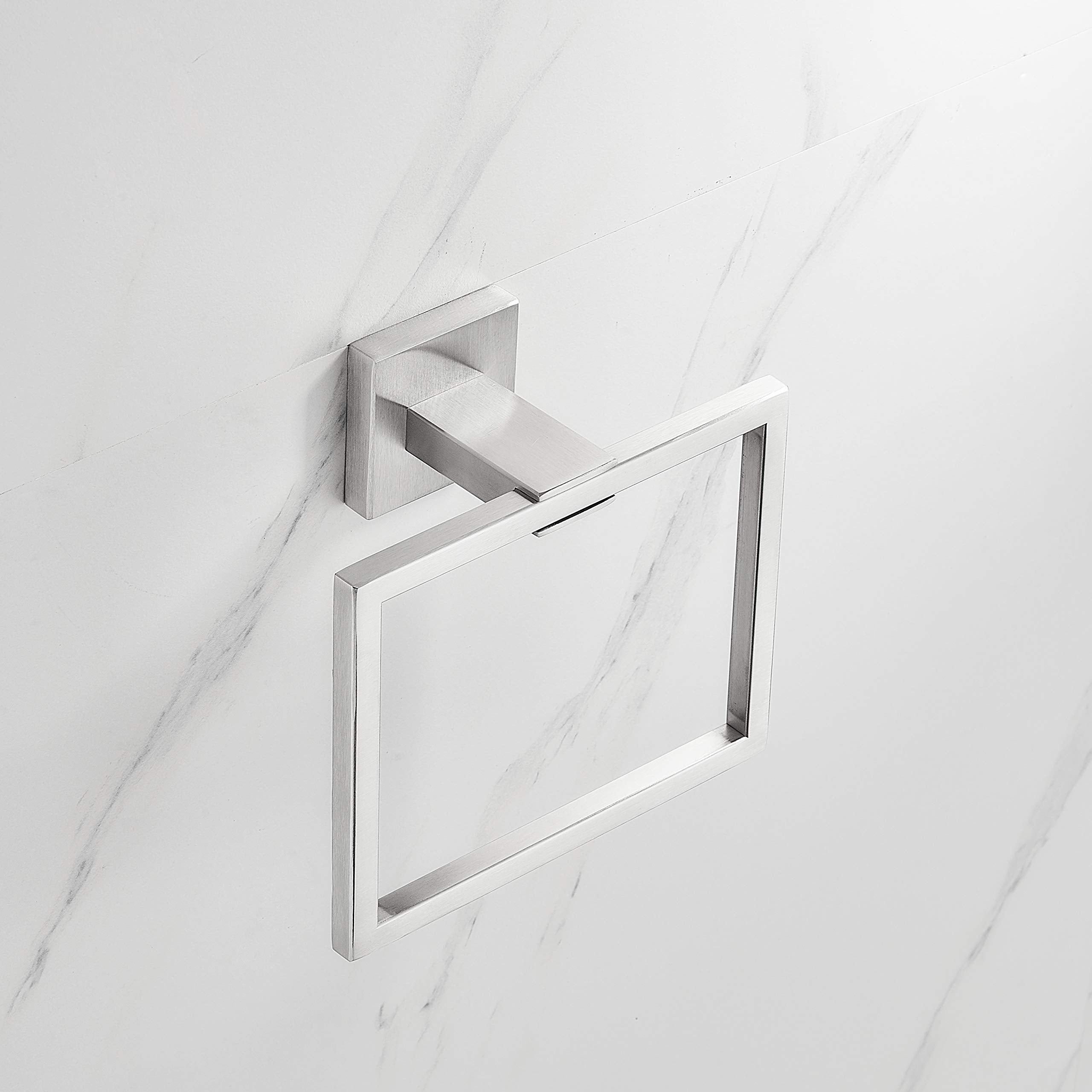 Hand Towel Ring Holder, Sus304 Stainless Steel Square Towel Bar, Towel Rack Brushed Nickel, Bathroom Accessories Modern Style, W