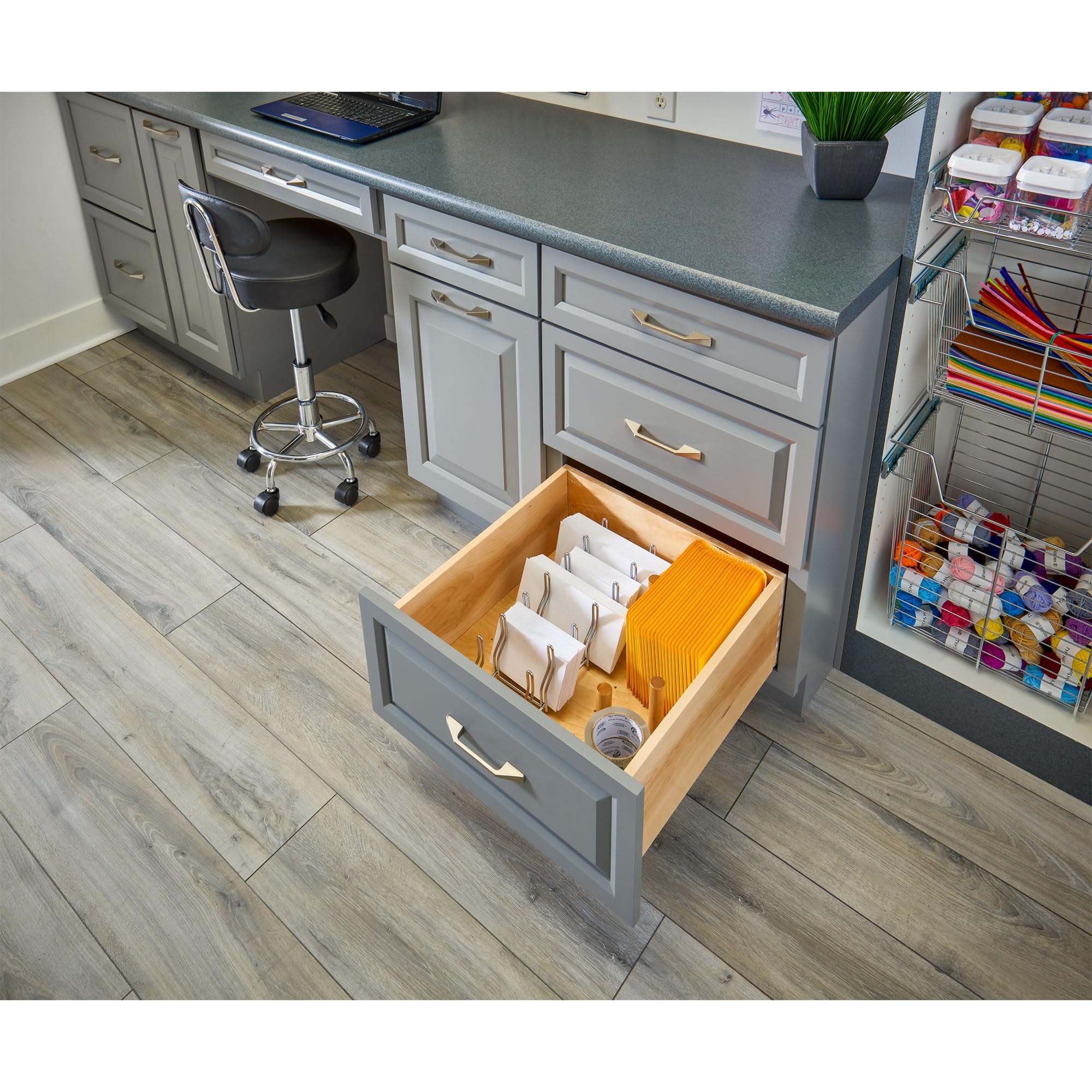 Rev-A-Shelf Kitchen Cabinet Drawer Storage Organizer for Pot and Pan Lid Storage  For 4DPS & 4DPBG Interior Peg Boards  Hold 6 Lids  Chrome  5DLD-1-CR
