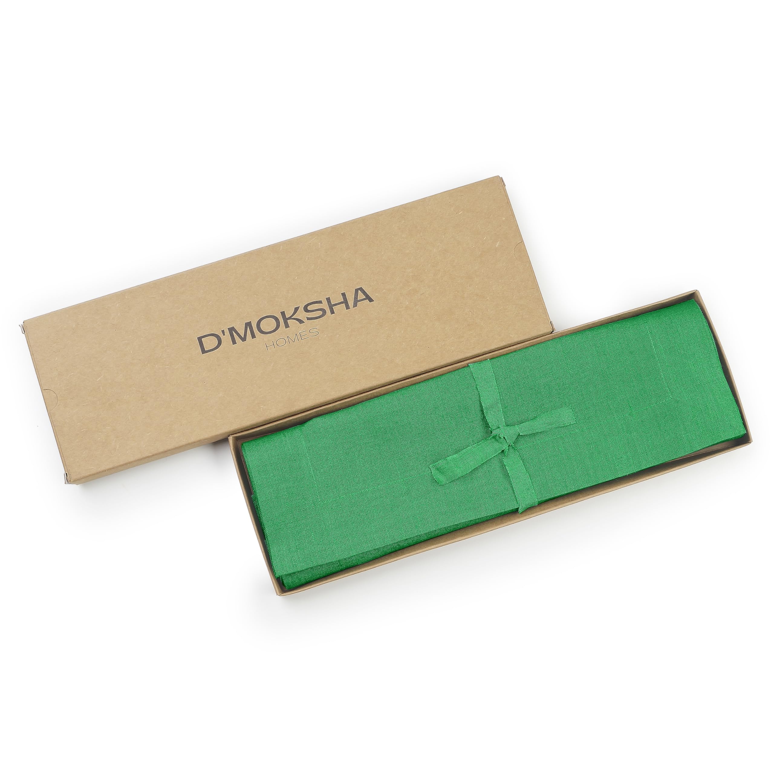 D'Moksha Homes Linen Placemats Set Of 4-100% Pure Linen Kelly Green Placemats 14 X 19 Inch - Washable Kelly Green Placemats For