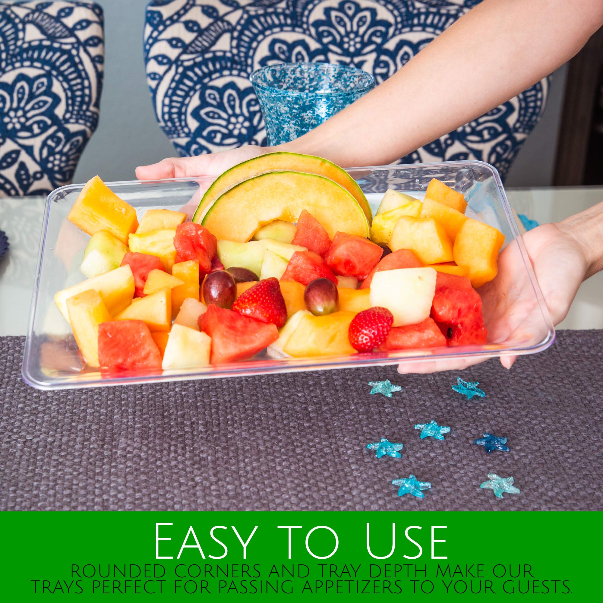 Plasticpro Plastic Serving Trays - Serving Platters Rectangle 10 X 14 Disposable Party Dish White Pack Of 8