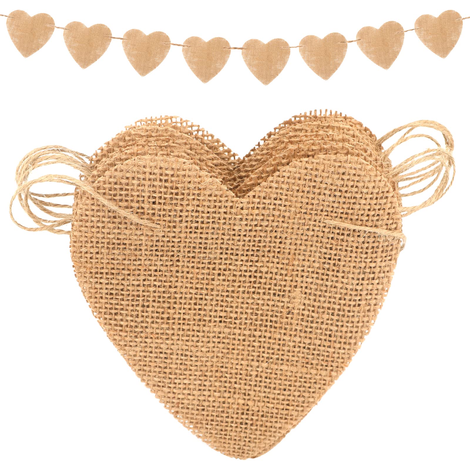 Gcqq Valentine'S Day Banner, Heart Shaped Burlap Banner, No Diy Heart Banner, 15Pcs 5''X6'' Valentine Banner Garland, Jute Burla