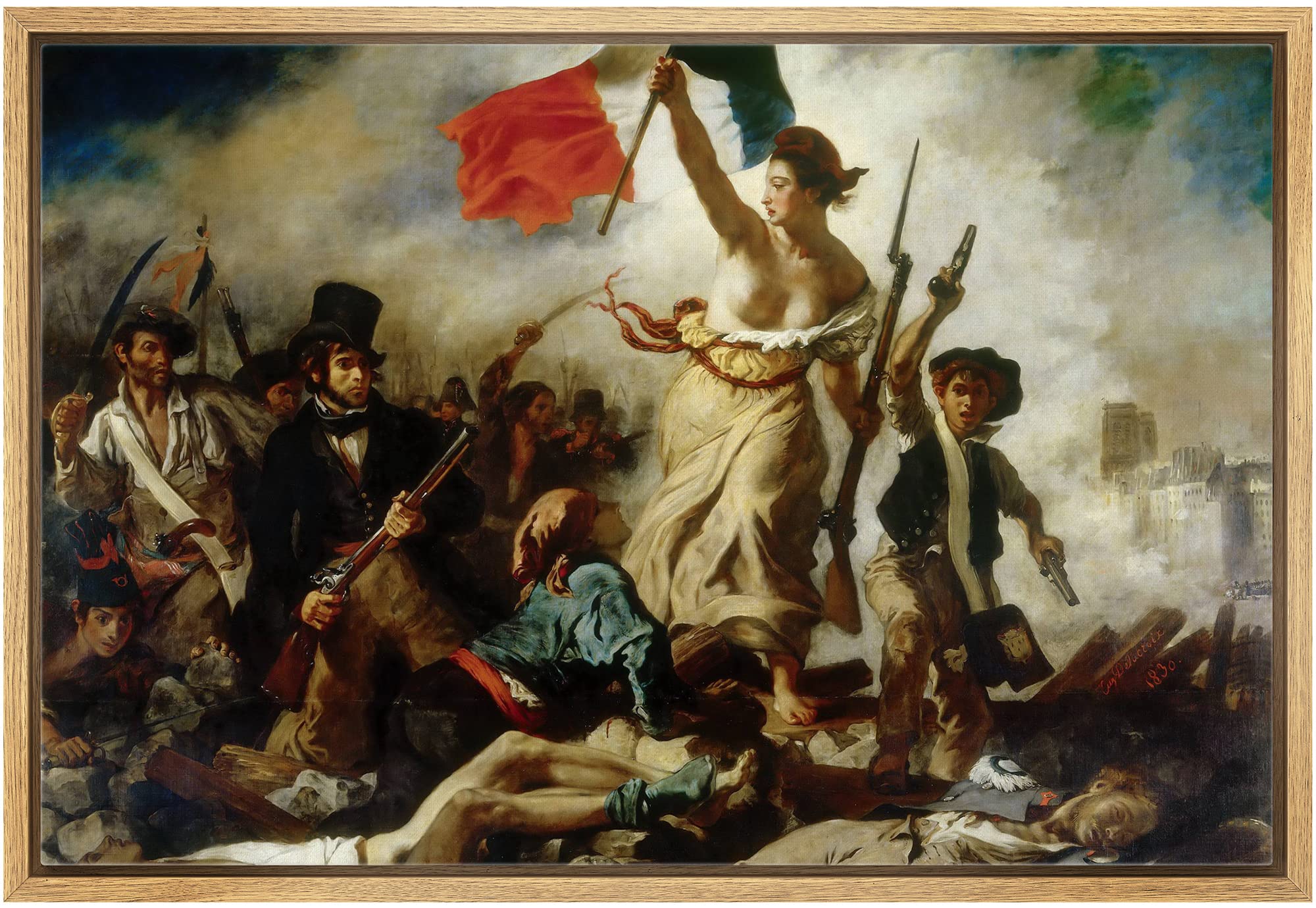 Wall26 Liberty Leading The People By Eugene Delacroix Giclee Framed Canvas Prints Wrapped Gallery Wall Art | Stretched And Frame