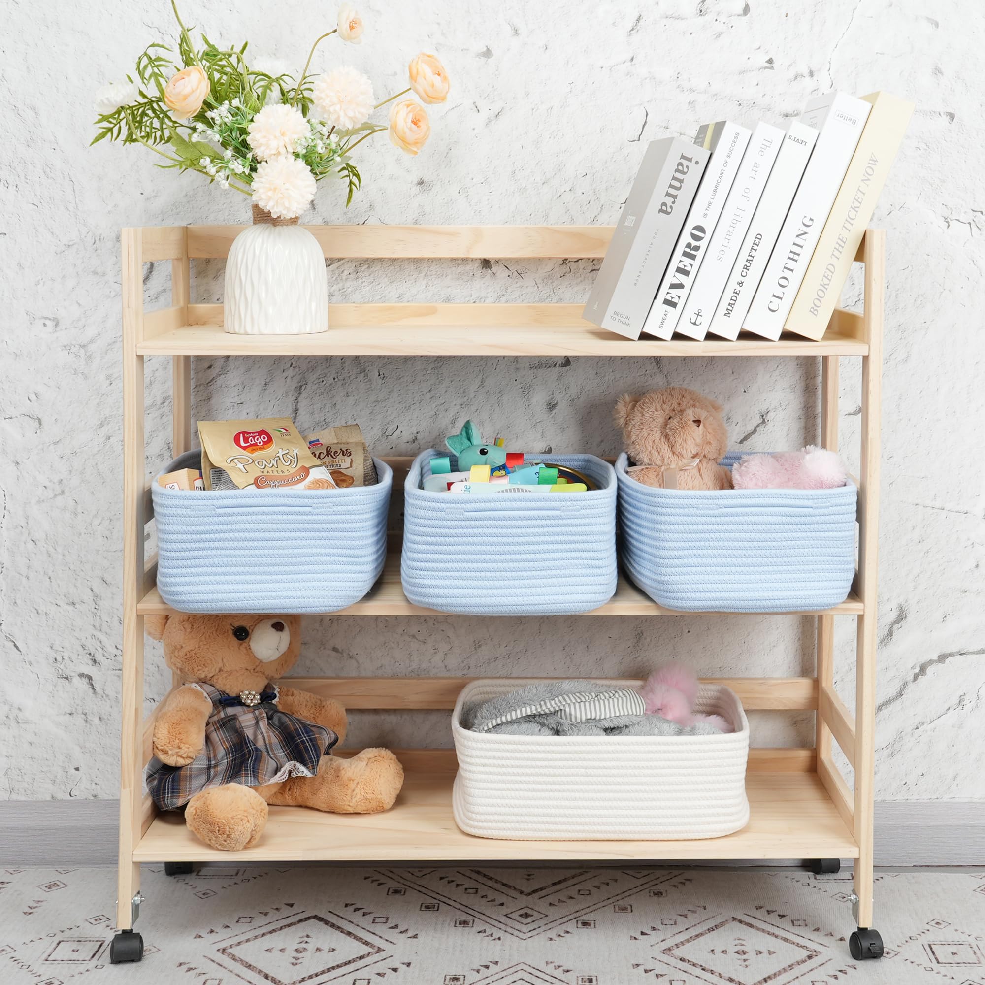 XUANGUO Small Woven Storage Baskets 13X9   X5 Decorative Rope Bins for Organizing Shelves, Closets, and Toys, Empty Gift Baskets