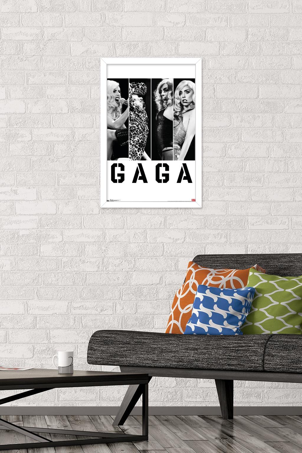 Trends International Lady Gaga - Photo Bars Wall Poster, 14.725'' X 22.375'', White Framed Version