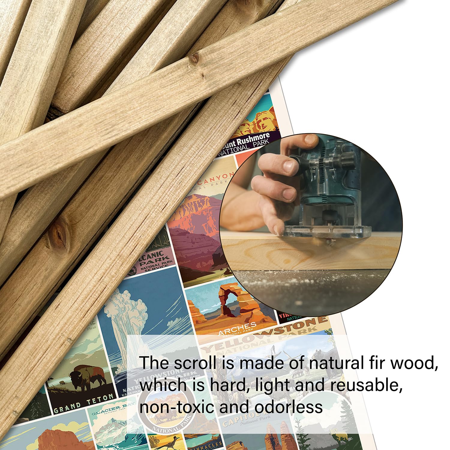 Comprehensive National Parks Display: Poster Highlights A Collection Of Usa National Parks; Each Represented By A Unique And Col