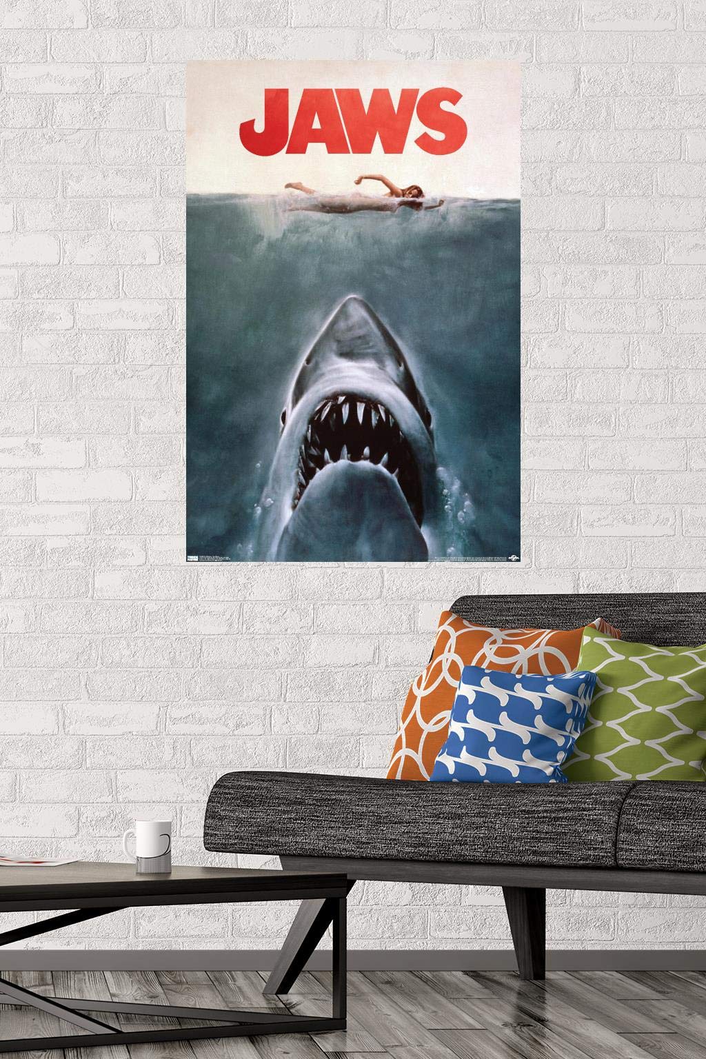 Trends International 24X36 Jaws - One Sheet Wall Poster, 24'' X 36'', Premium Unframed Version For Bedroom