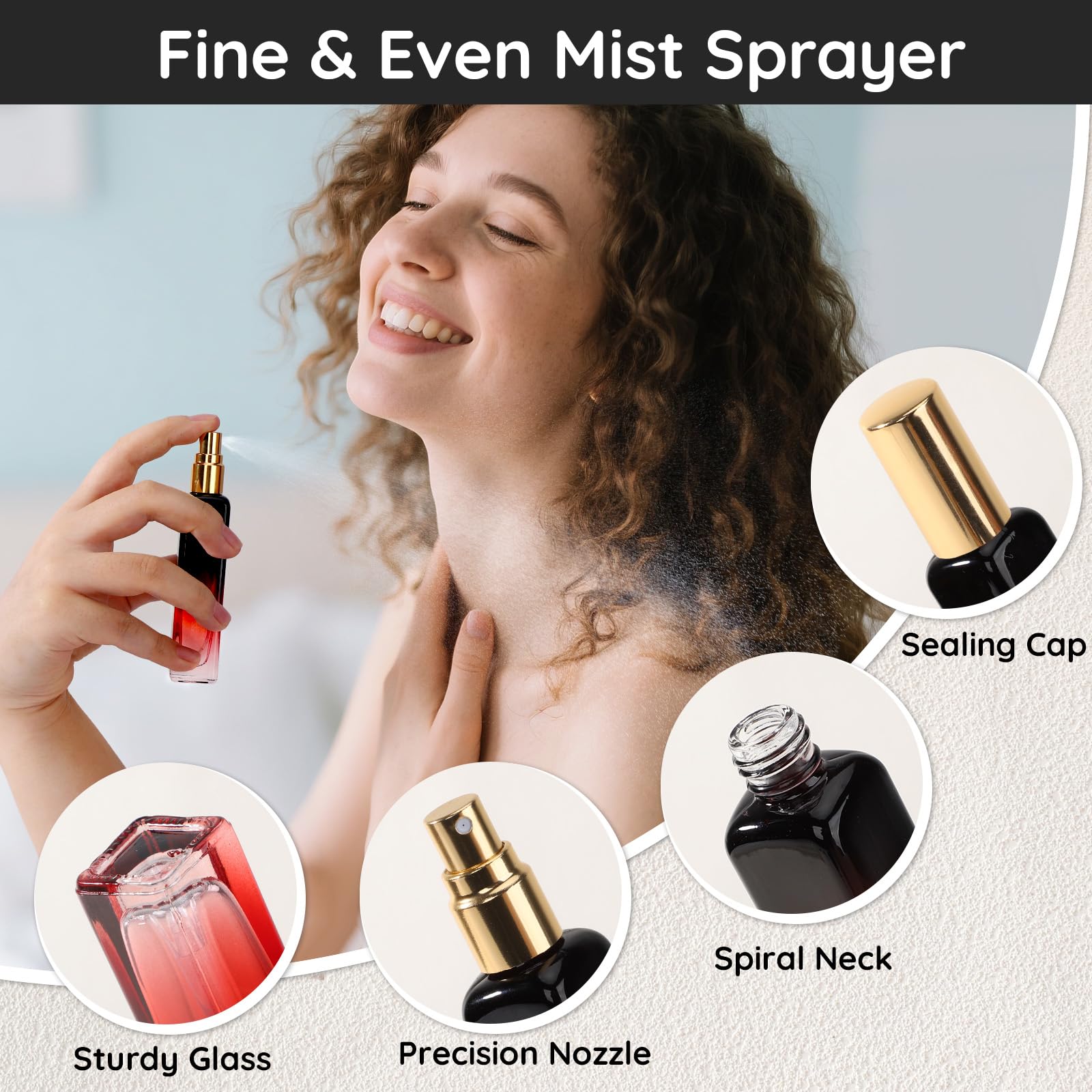 Segbeauty 0.5Oz Mini Perfume Travel Refillable Bottle, 10Pcs Glass Travel Size Perfume Atomizer Sprayer, 15Ml Cologne Spray Bott