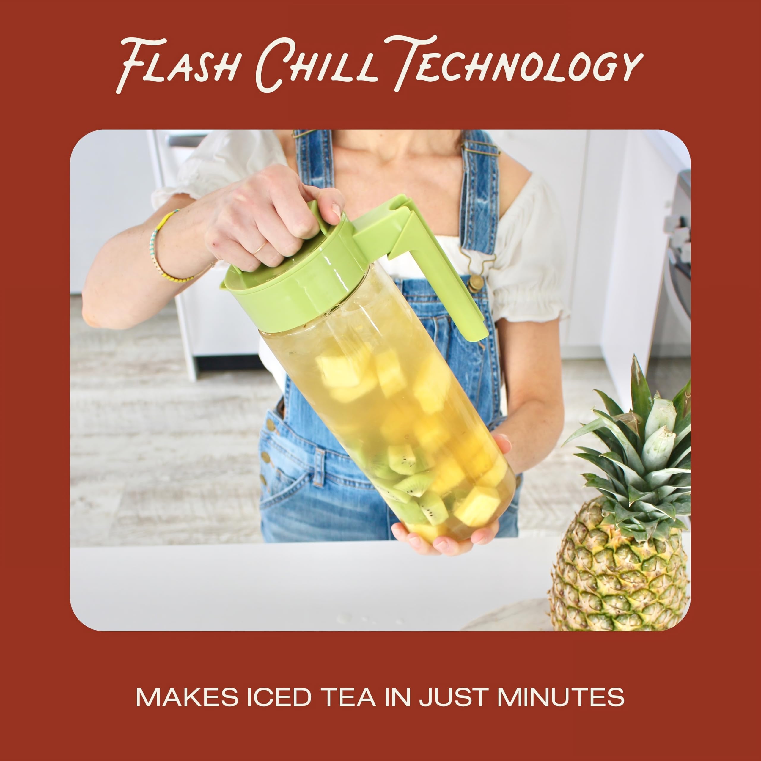 Takeya Premium Quality Iced Tea Maker Iced Tea Maker With Patented Flash Chill Technology Made In The Usa, Bpa Free, 1 Qt, Avoca
