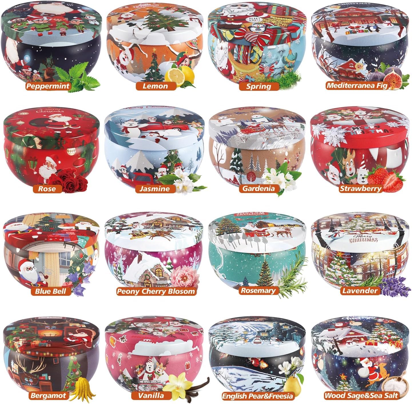 WPONSZU 16Pack Christmas Scented Candles,Candvent Calendar 2025, Gift Set 2.5oz Strong Fragrance Aromatherapy Candles,Portable T
