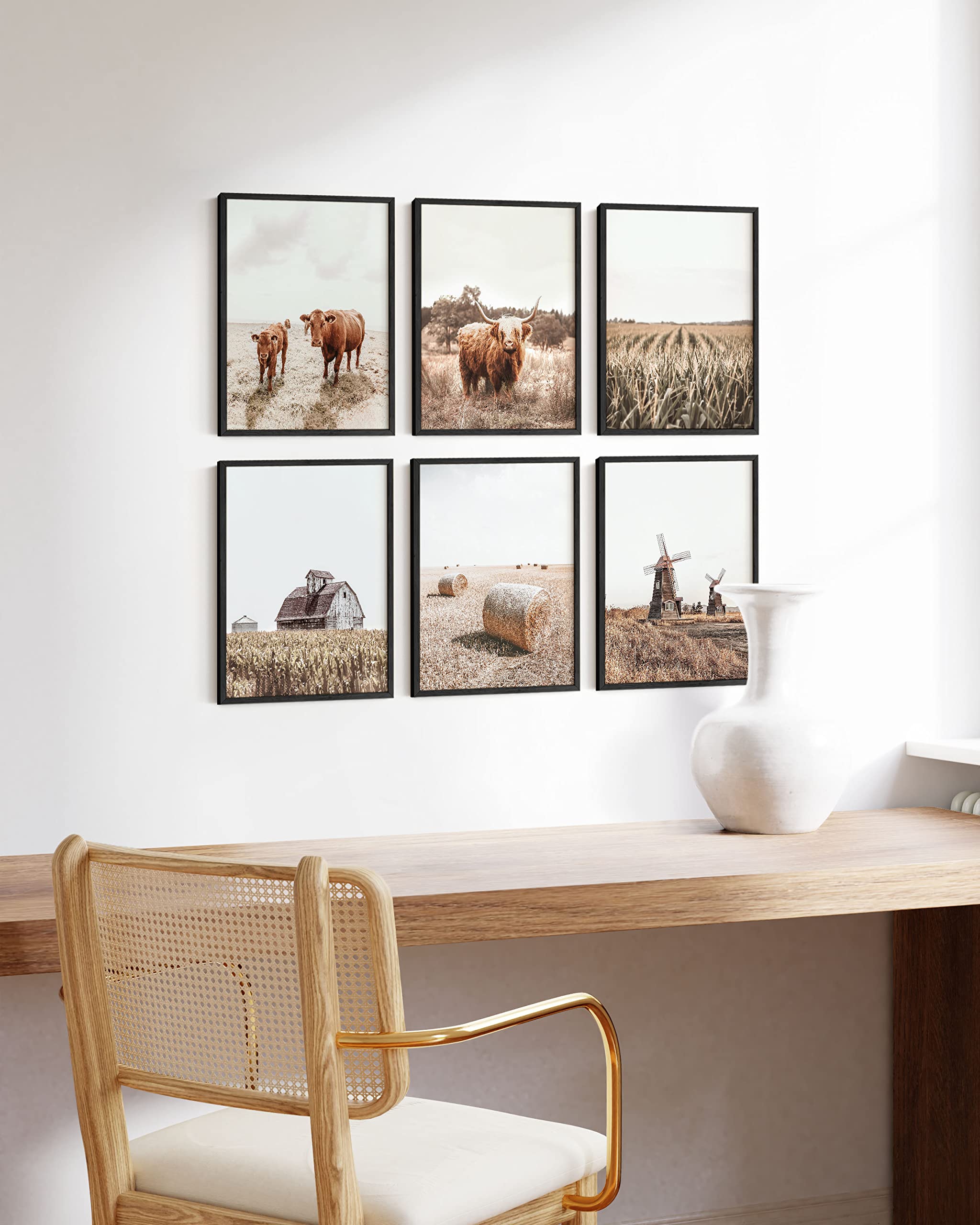 Haus And Hues Highland Cow Art And Farmhouse Wall Decor - Unframed Cow Painting And Prints, Farm Pictures