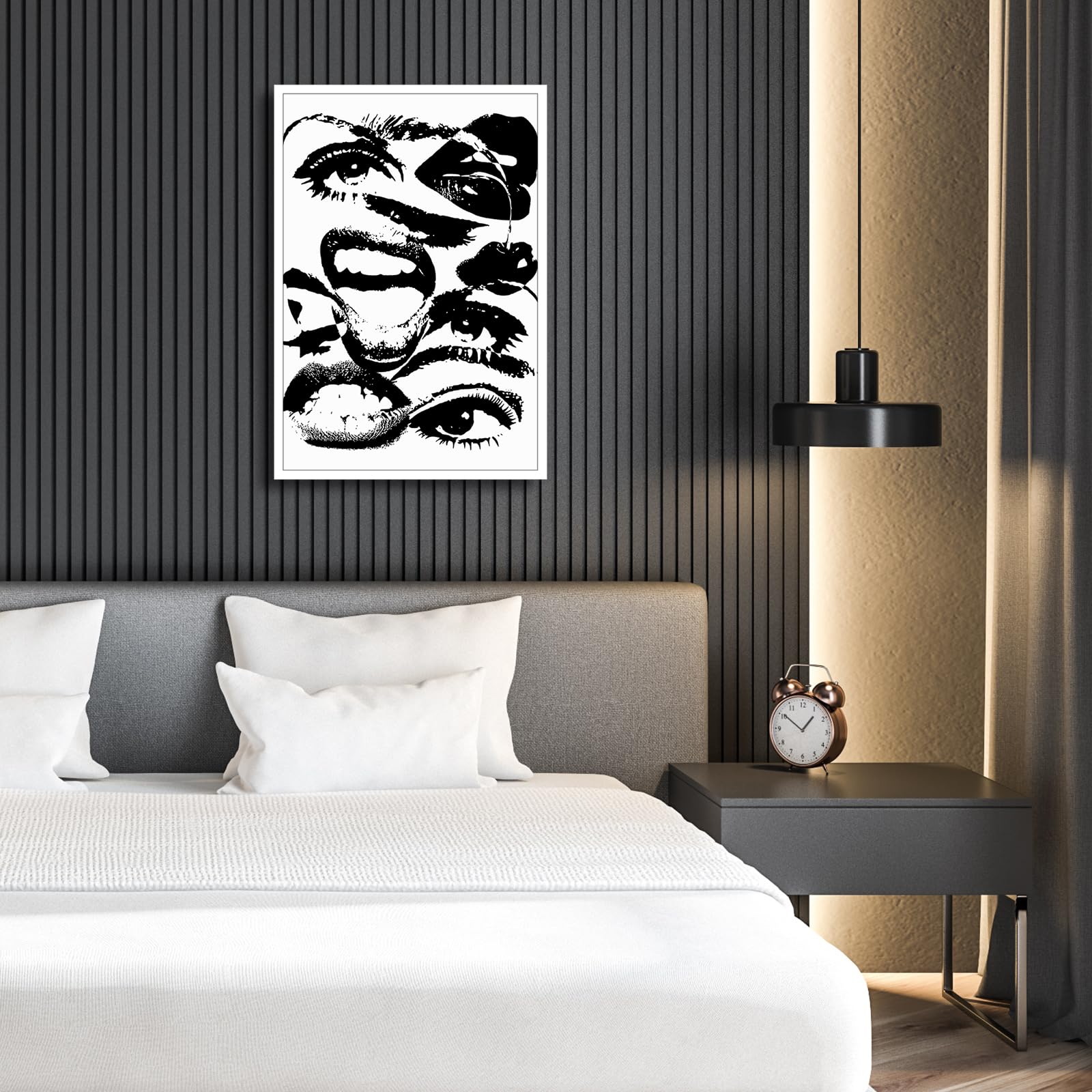 Dfaiuy Black And White Quirky Abstract Wall Art Retro Downtown Girl Posters Trendy Weird Eyes Lips Canvas Prints Preppy Aestheti