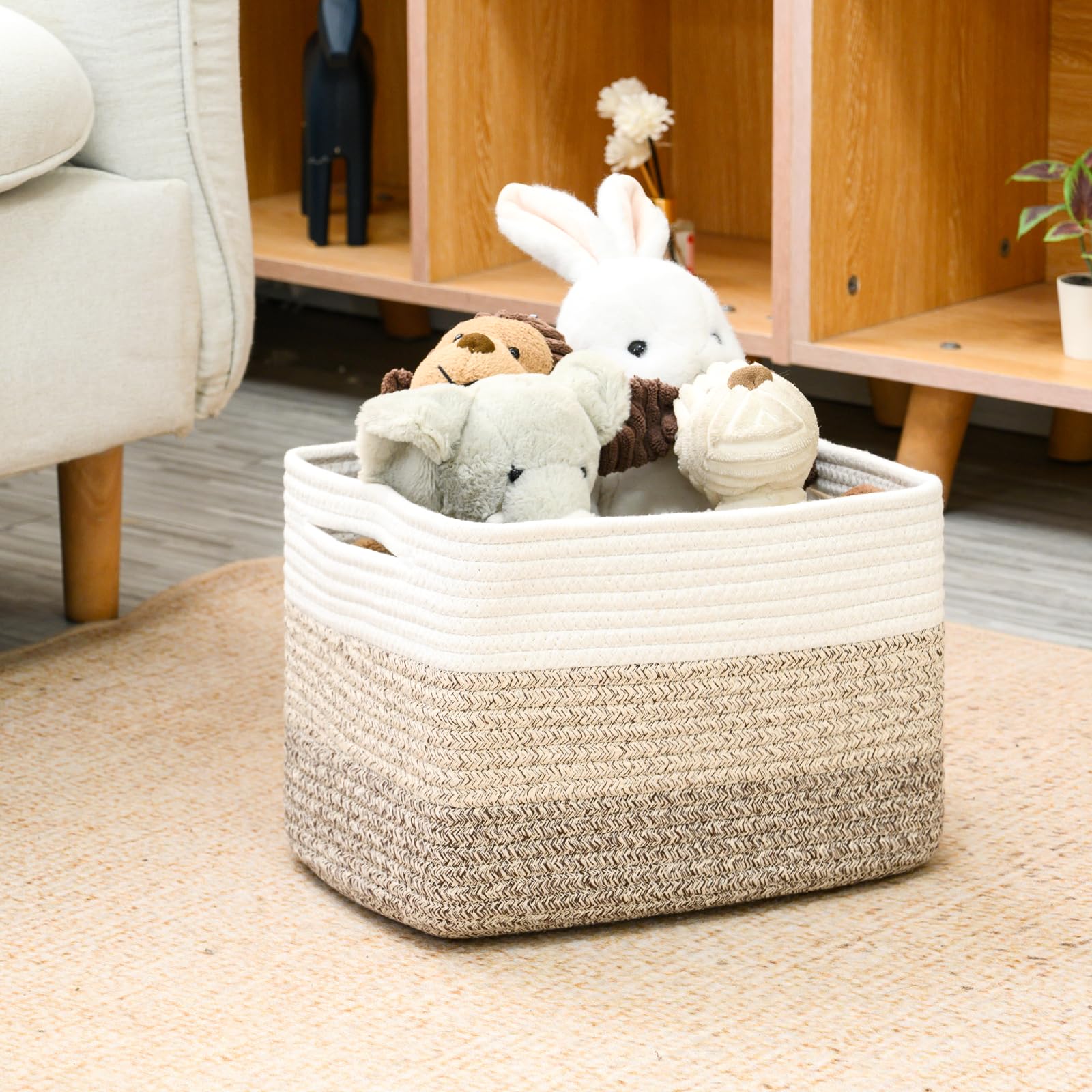 Icerzcz Shelf Baskets For Organizing, Storage Baskets For Shelves, Woven Baskets For Storage, Cotton Rope Baskets With Handles F