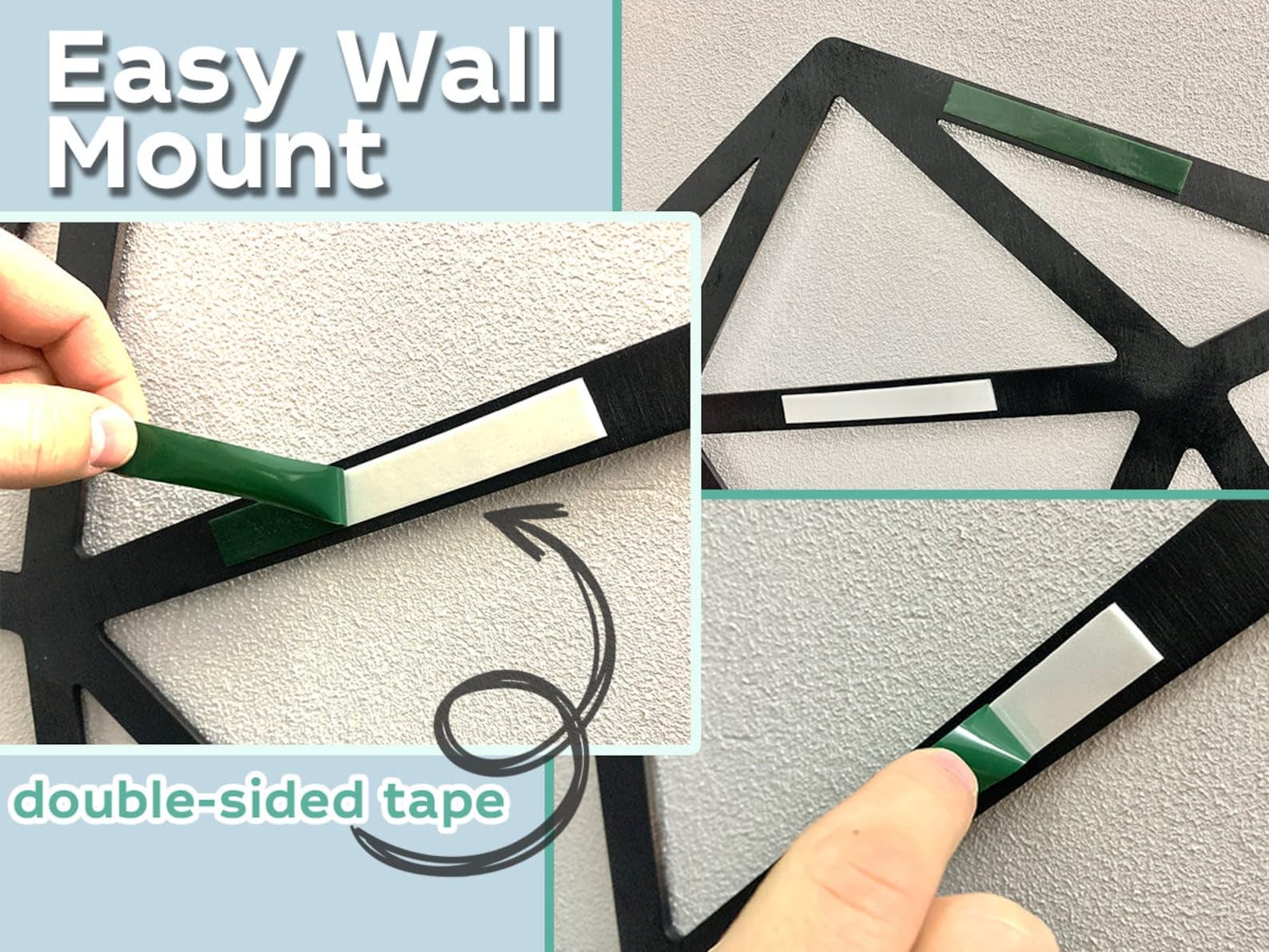 Triad basics Bamboo Wooden Wall Art, Wall Decor, Black wooden art home decor items for Livingroom Bedroom Kitchen Office Wall (2