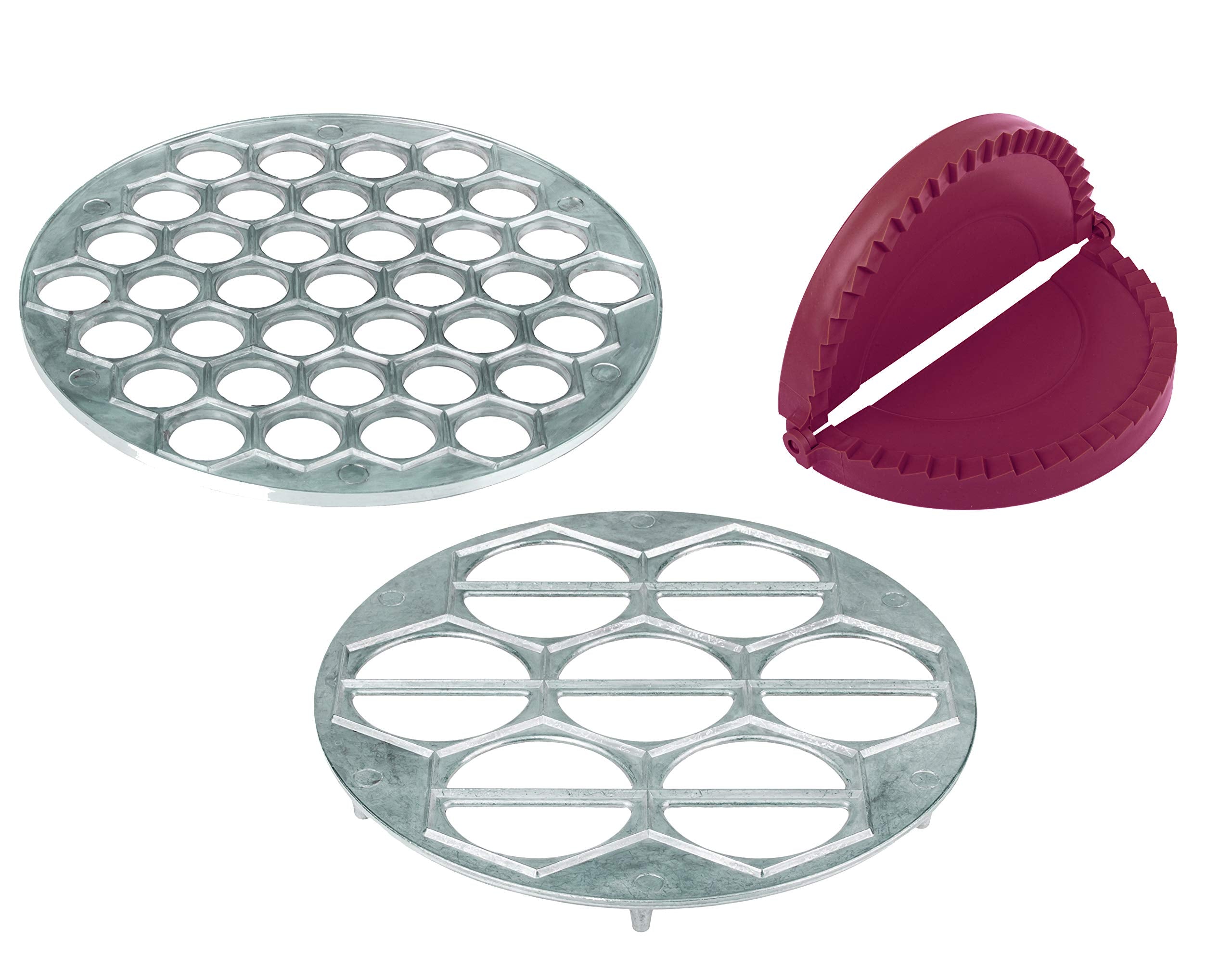 Kitchen Mold For Pelmeni And Vareniki - Pack Of 3 - Ravioli And Dumplings Steel Maker Form - Chebureki And Russian Ravioli Maker