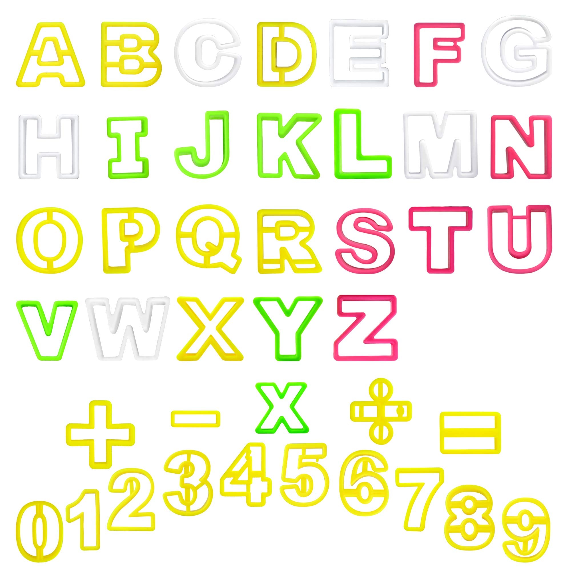 Worldity 41 Pcs Plastic Mini Cookie Cutter, Mini Alphabet And Number Cookie Cutters, Food Grade Safe Biscuit Cutter Shapes For B