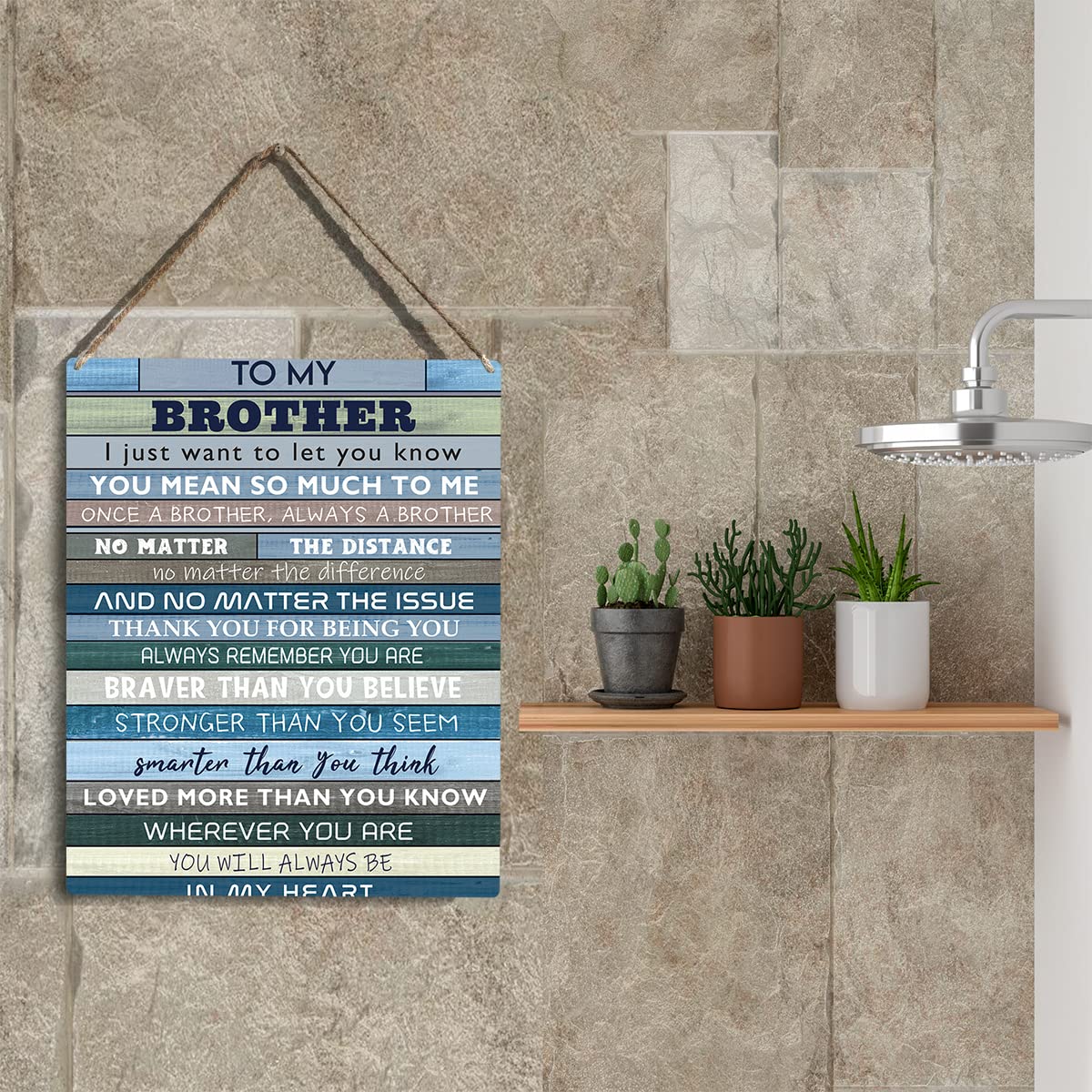 Wooden Hanging Sign for Brother - Sister Gift for Birthday, Christmas, Anniversary, Valentine - Farmhouse Bathroom Wall Decor -