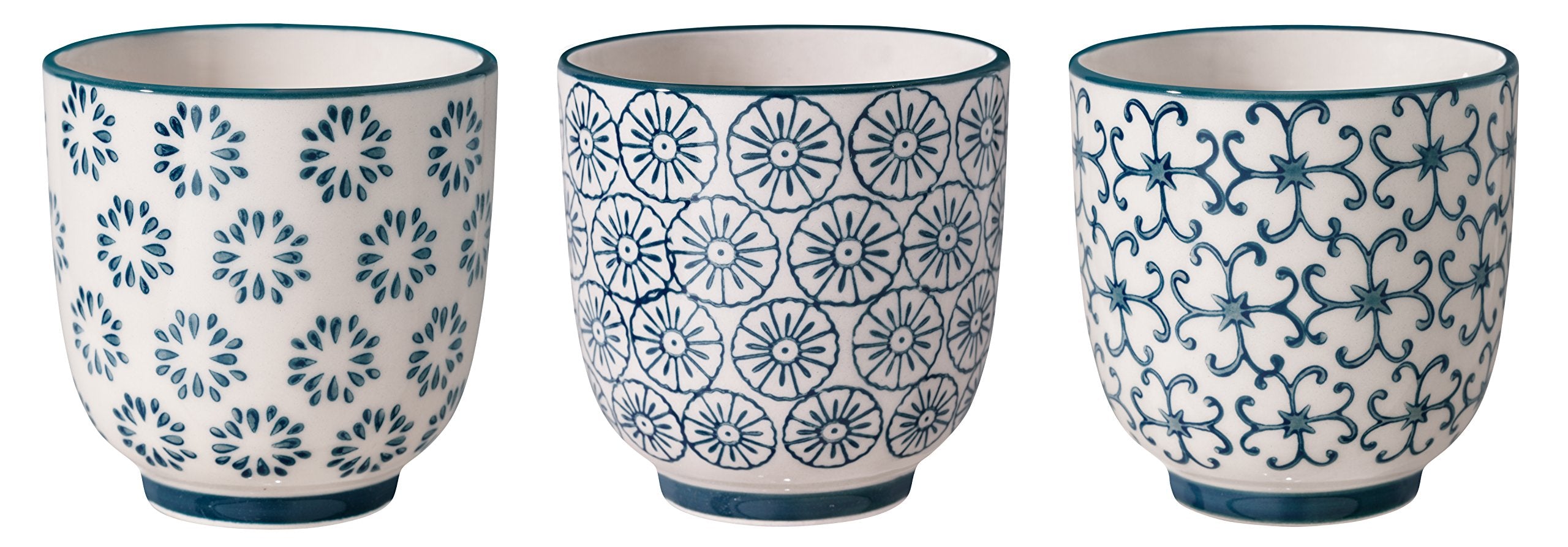 Bloomingville Ceramic Cups With Handle Kristina - Colorful Mugs For Coffee Tea Cappucino Dia 2.75'' H 2.75'', Blue, Stoneware, S