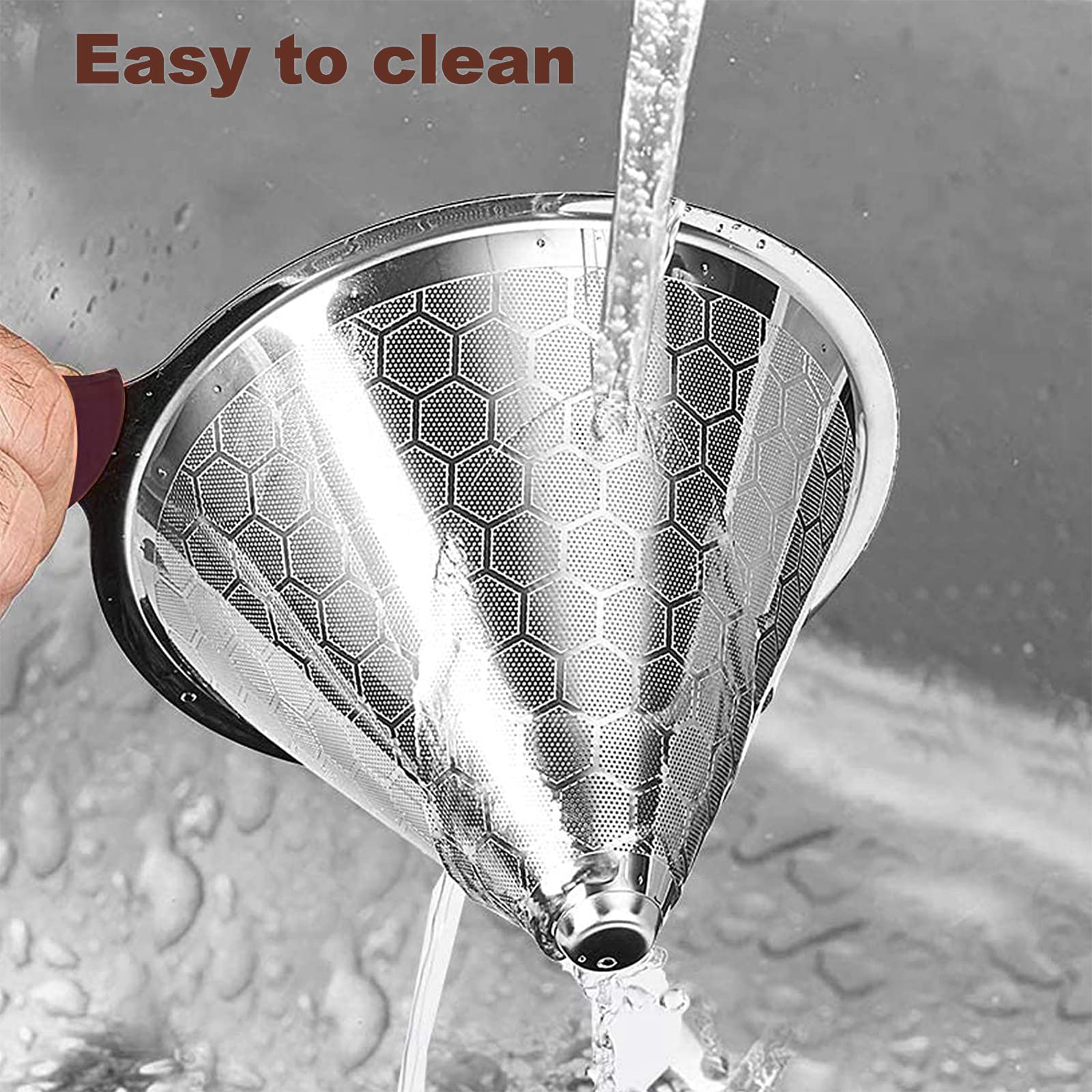 Pour Over Coffee Dripper, Misetto Stainless Steel Filter,Easy To Clean Paperless Pour Over Coffee Maker,Reusable Filter,Cone Dri