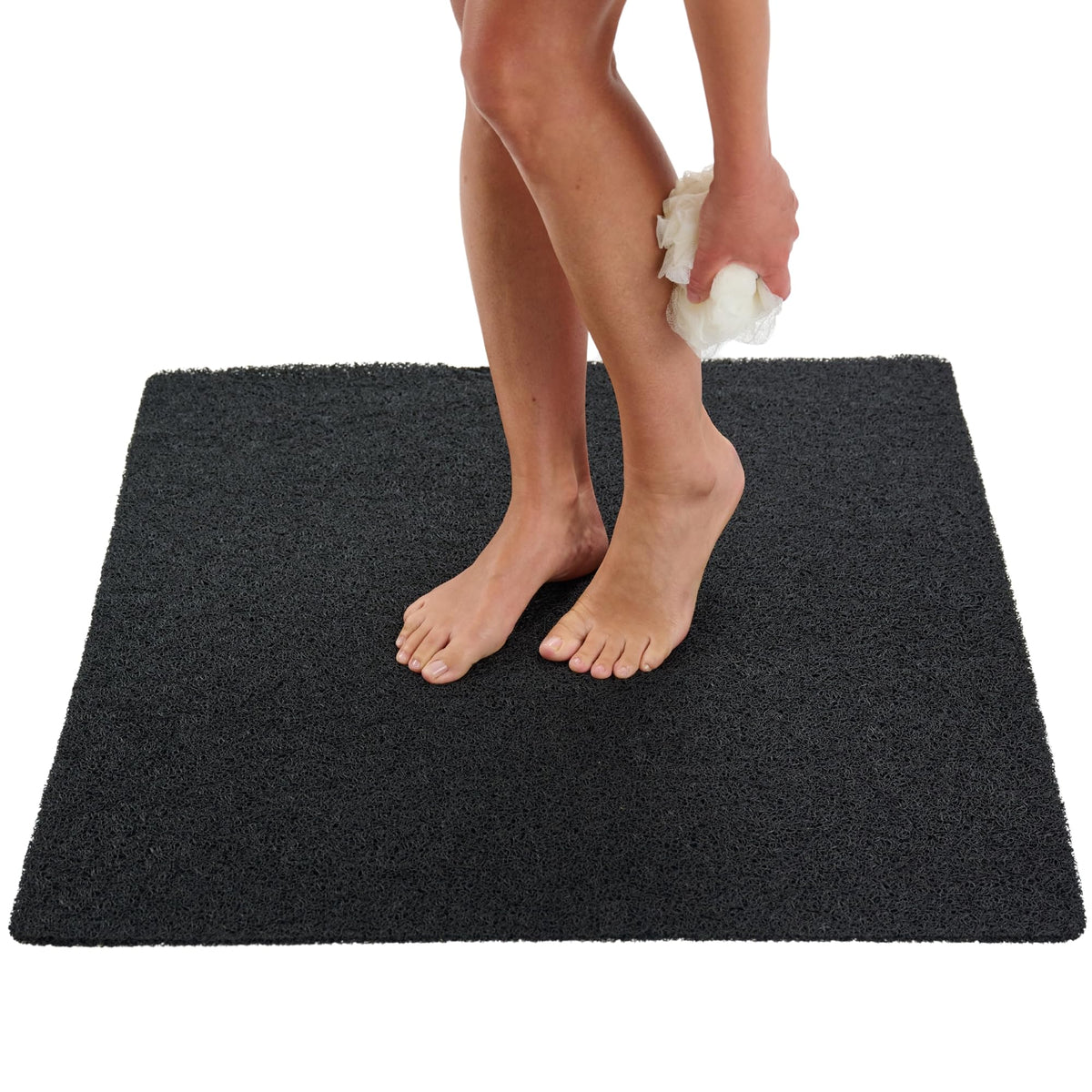 X Large Square Shower Mat Non Slip - 31X31 Non Slip Shower Mats - Loofah Shower Mat - Black Shower Mat - No Slip Shower Mats - S