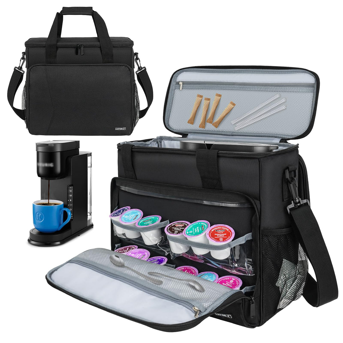 Leforz Travel Coffee Maker Carrying Bag Compatible With Keurig K-Slim/K-Express/K-Iced,Single Serve Coffee Maker Portable Storag