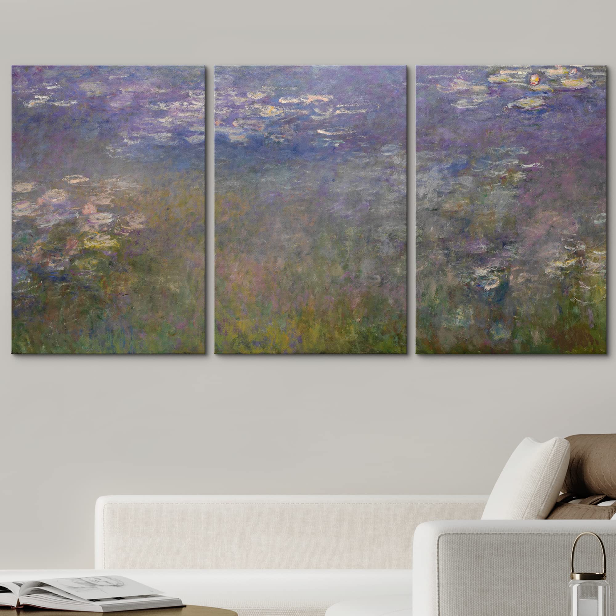 Wall26 3 Piece Canvas Wall Art - Water Color Pond - Modern Home Art Stretched And Framed Ready To Hang - 24'' X 36'' X3