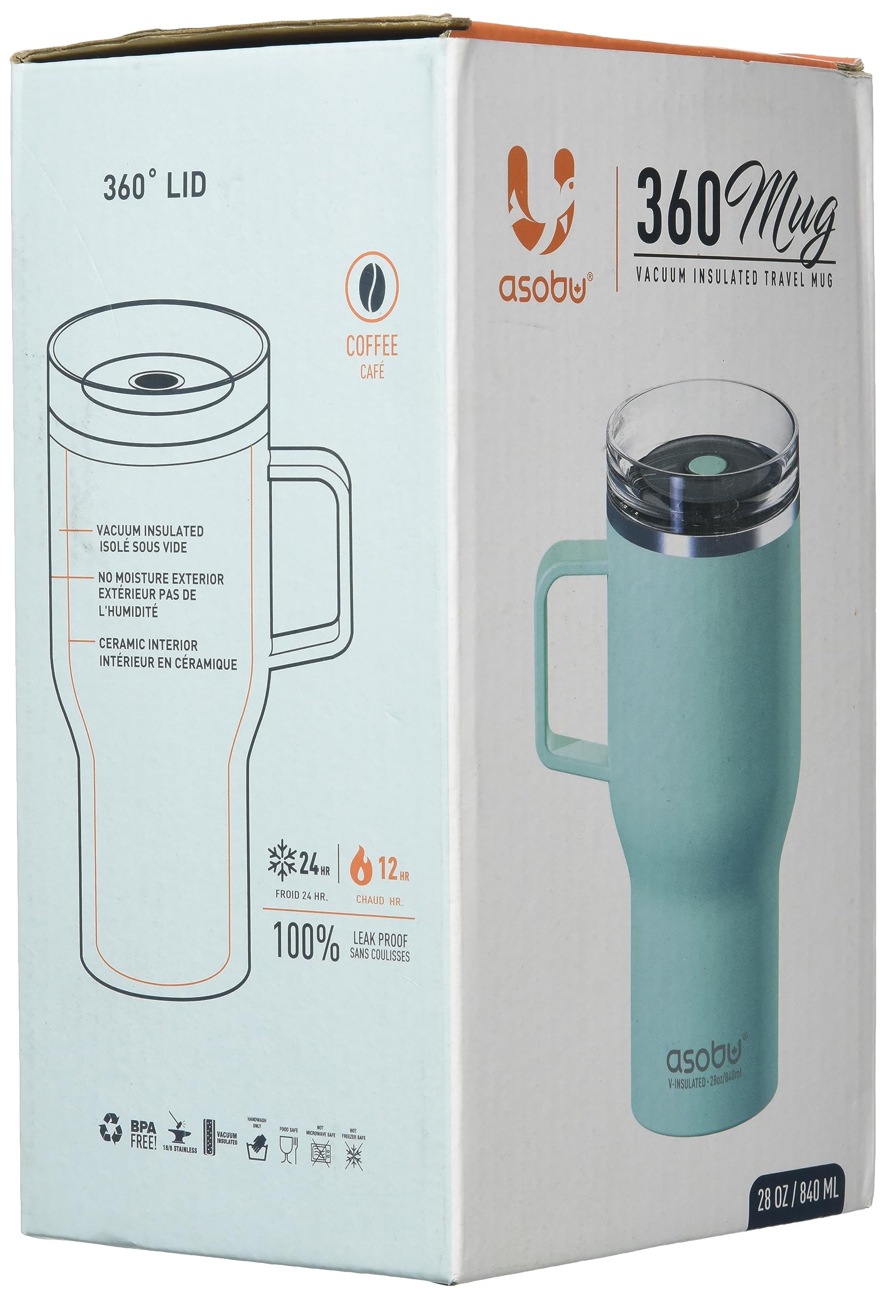 Asobu 360 Travel Mug, Mint, 0.9 L
