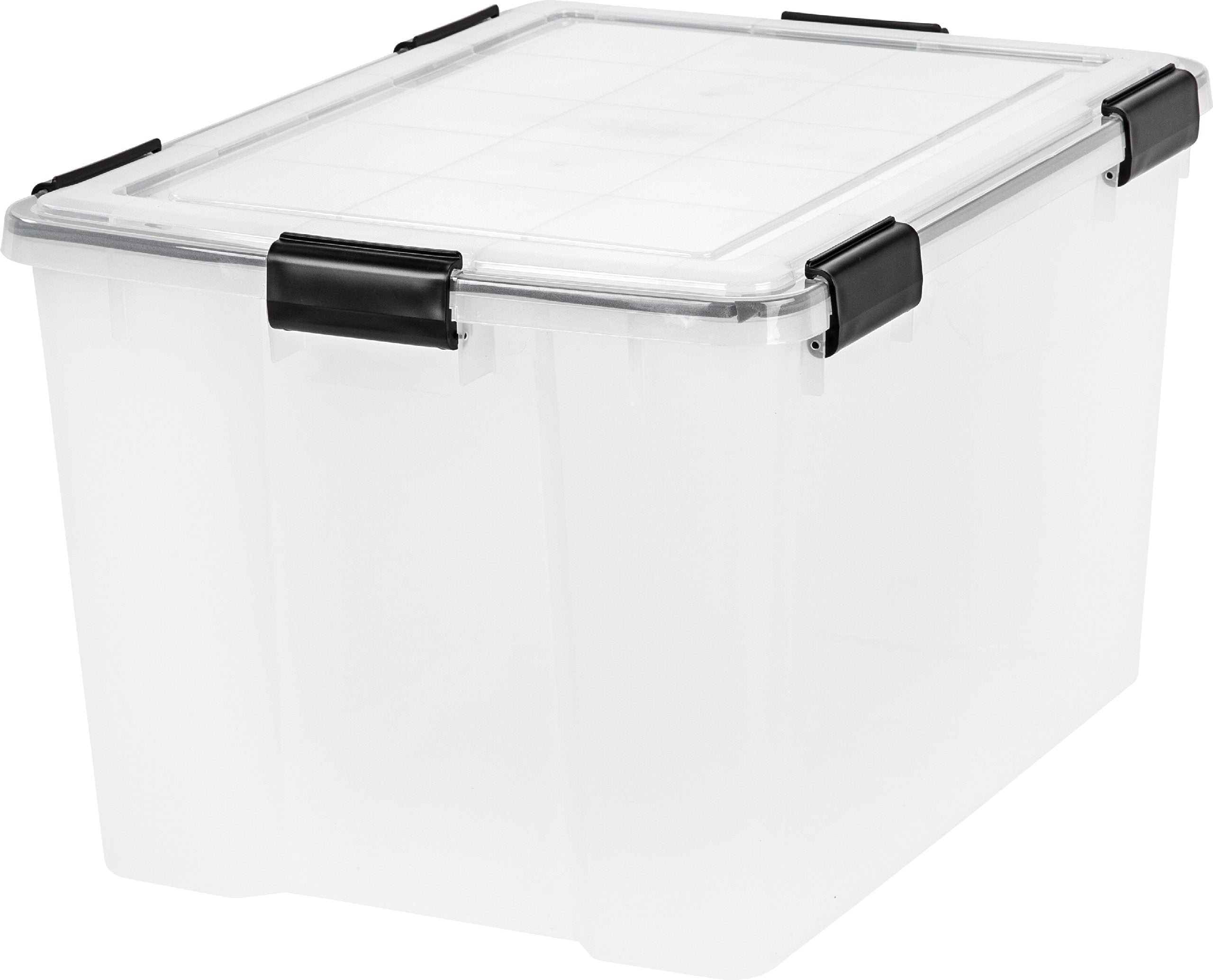 Iris Usa 74 Quart Weatherpro Plastic Storage Box With Durable Lid And Seal And Secure Latching Buckles, Weathertight, Clear With