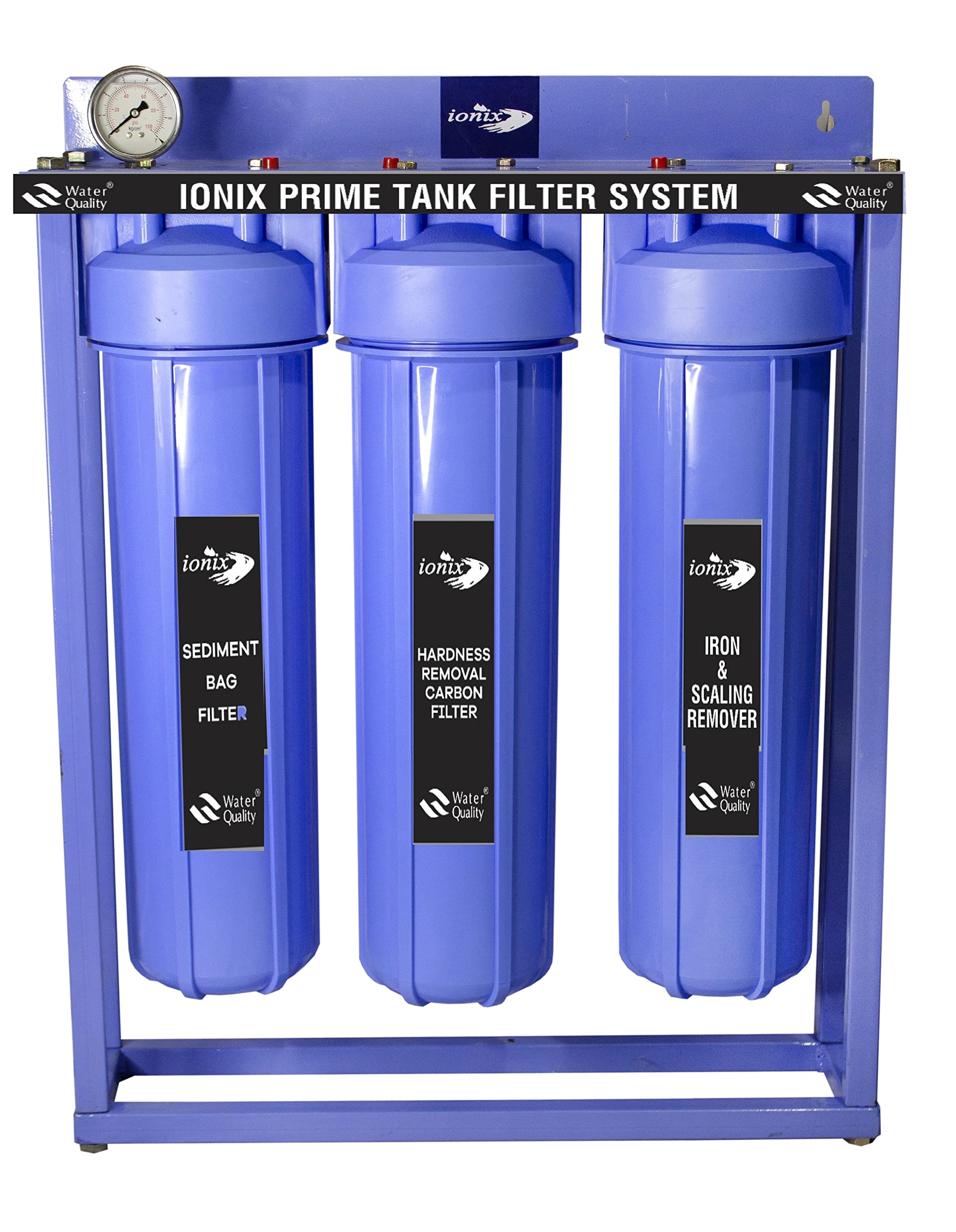 Ionix Prime Tank Filter With Stand | Salt Less Water Softener For Home | German High Pressure, High Capacity Filter Housing, Rem