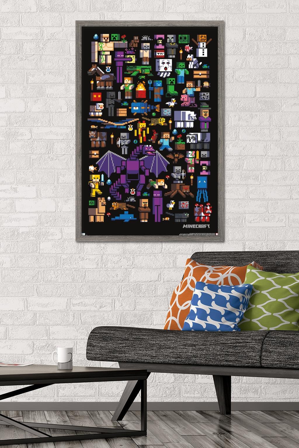Trends International Minecraft - Mobbery Wall Poster, 22.375'' X 34'', Barnwood Framed Version