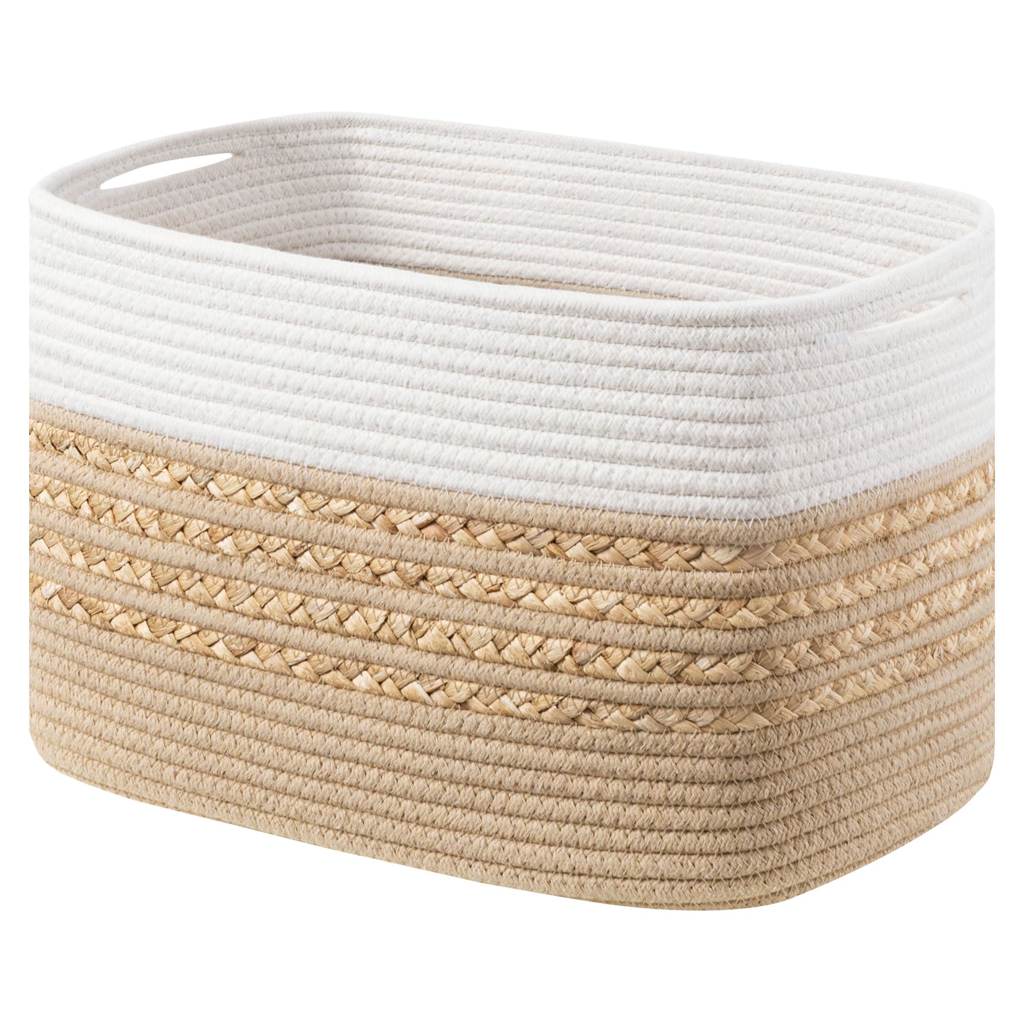 Ubbcare 1 Pack Baskets For Organizing, Woven Storage Baskets For Toys And Towel, Rectangle Cotton Rope Basket With Handles, 15''