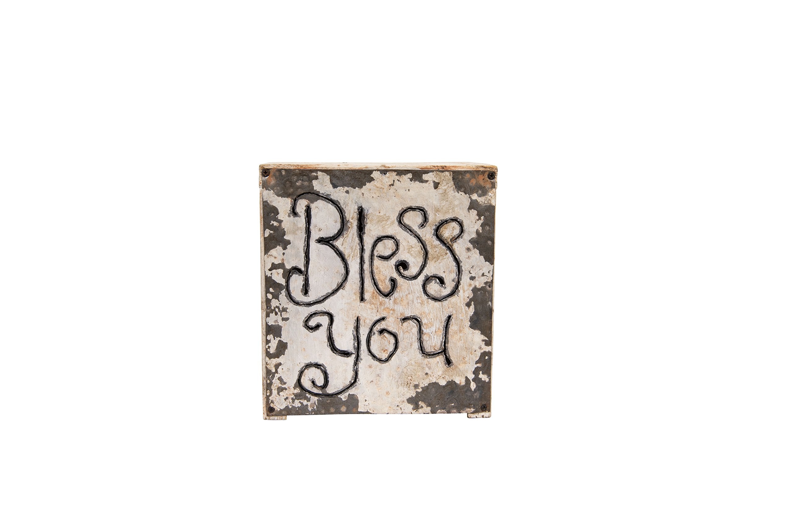 Creative Co-Op Wood & Metal Bless You Tissue Box Cover