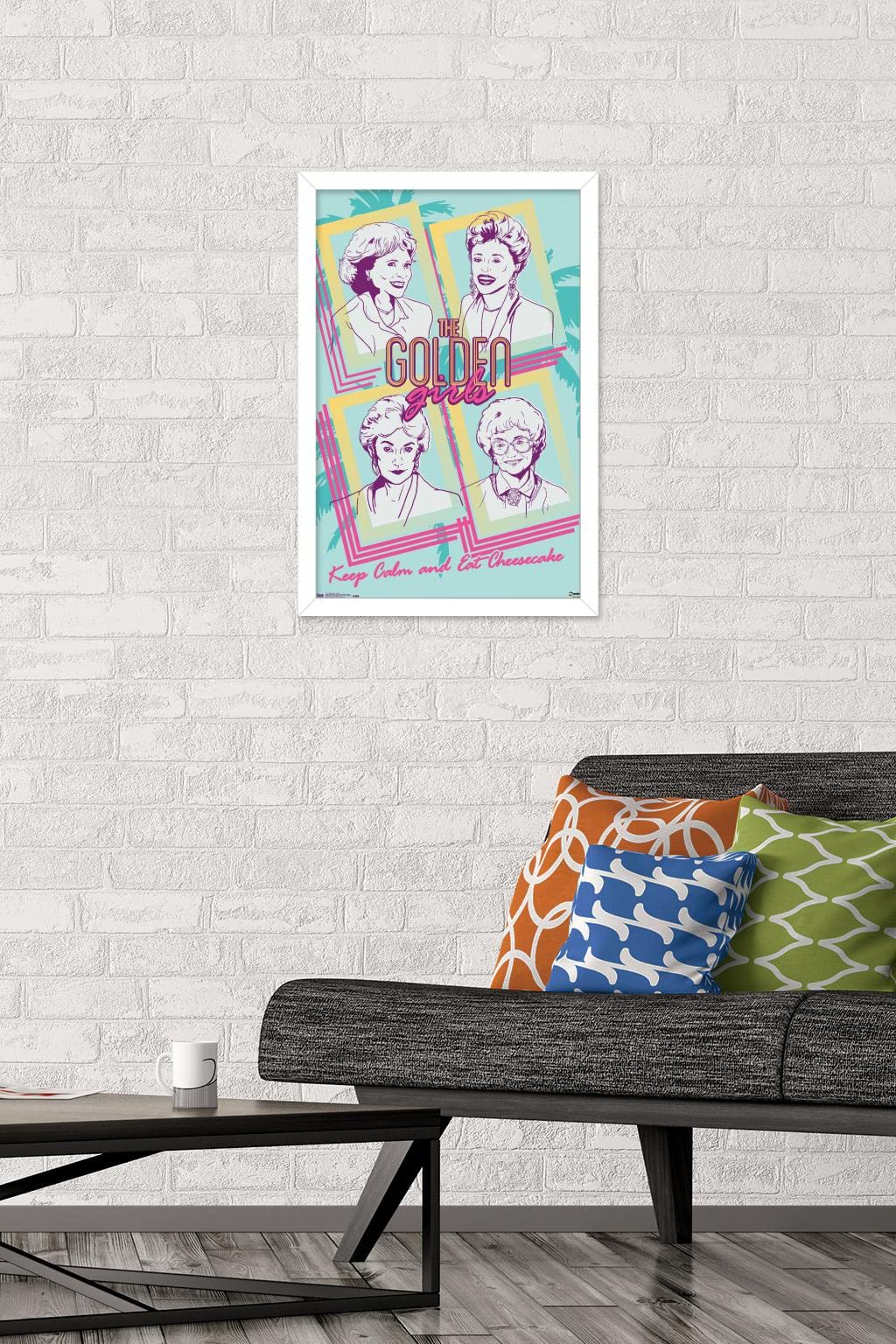 Trends International Golden Girls-Group Wall Poster, 14.725 In X 22.375 In, White Framed Version