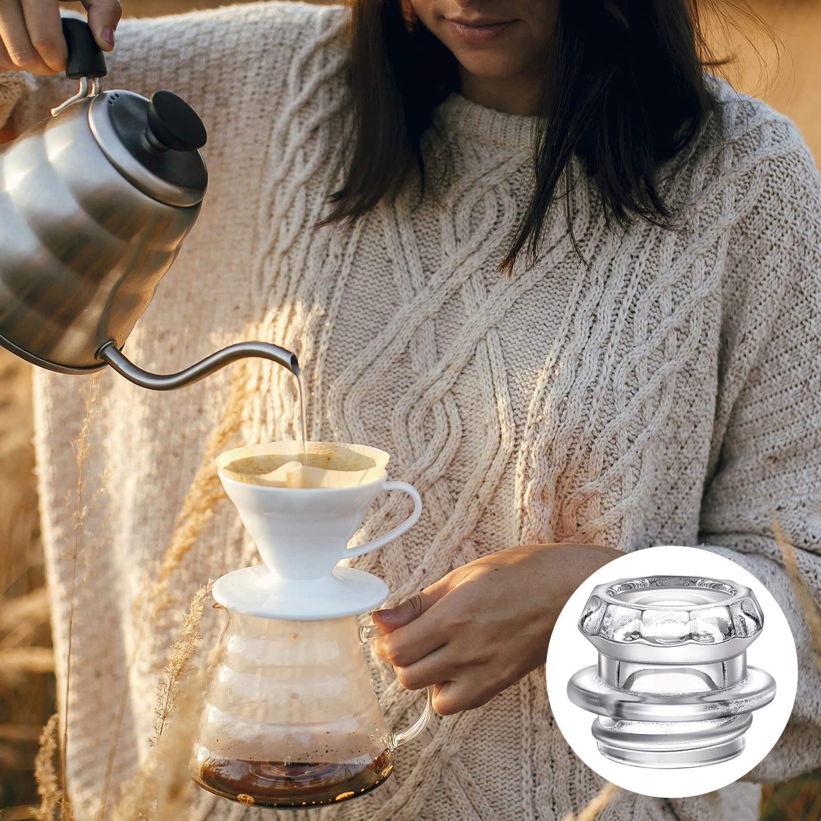 Vesici Coffee Percolator Pot Replacement 4 Pieces Glass Percolator Top Replacement Glass Coffee Percolator Parts Transparent Cof