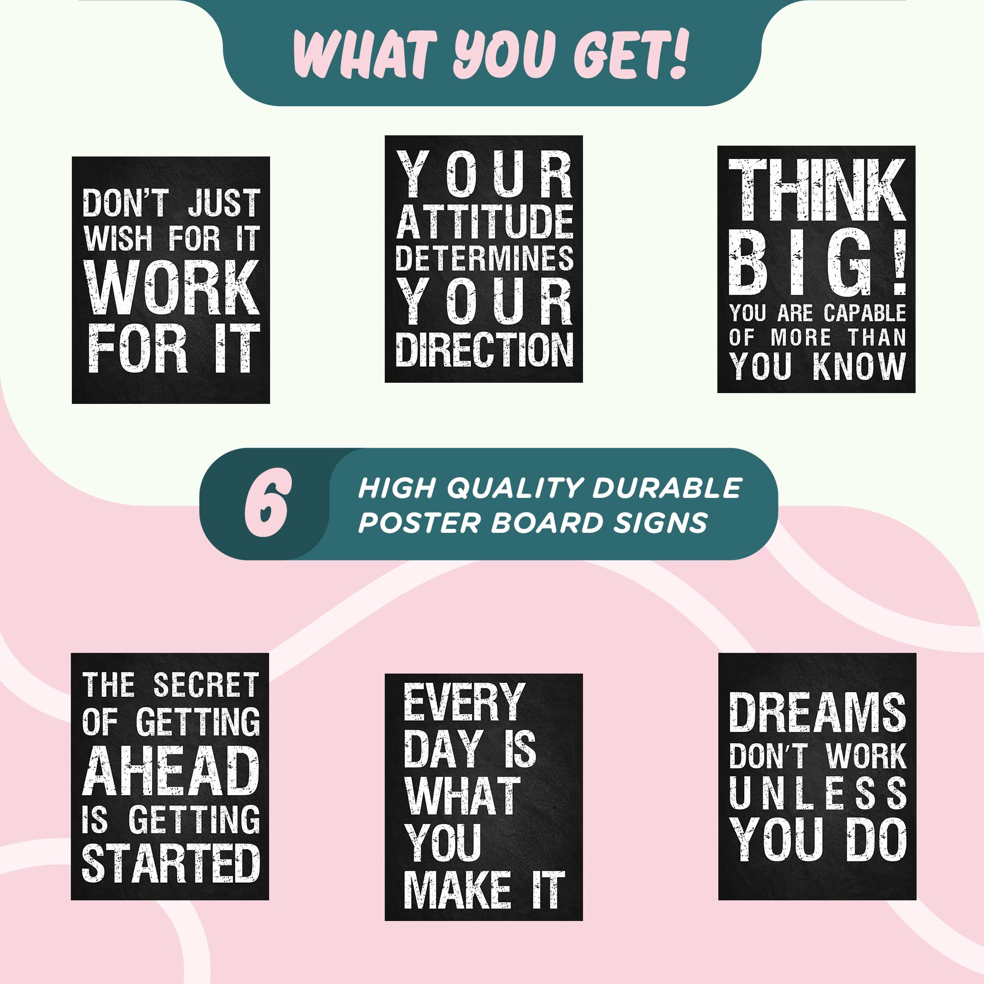 L&O Goods Inspirational Wall Art Decor Posters  Motivational & Positive Quotes & Sayings  Six 8 x 10 (Not Framed) Prints Perfect Decorations For Any Room  Set 1