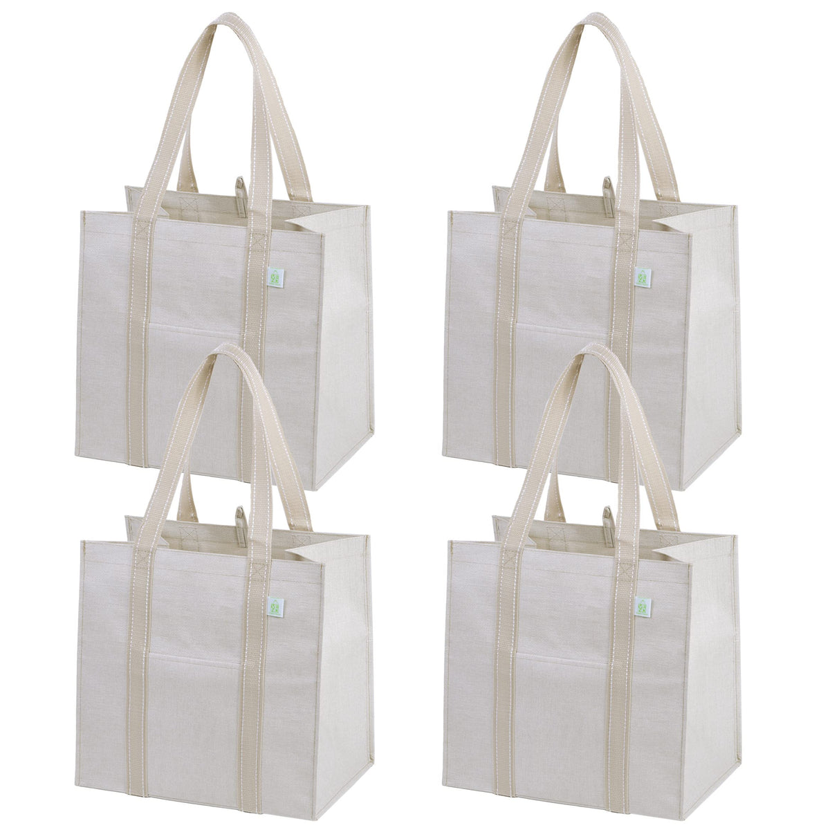 Veno 4 Pack Reusable Grocery Shopping Bag W/Hard Bottom, Foldable, Multi-Purpose Heavy-Duty Tote, Daily Utility Bag, Stands Upri