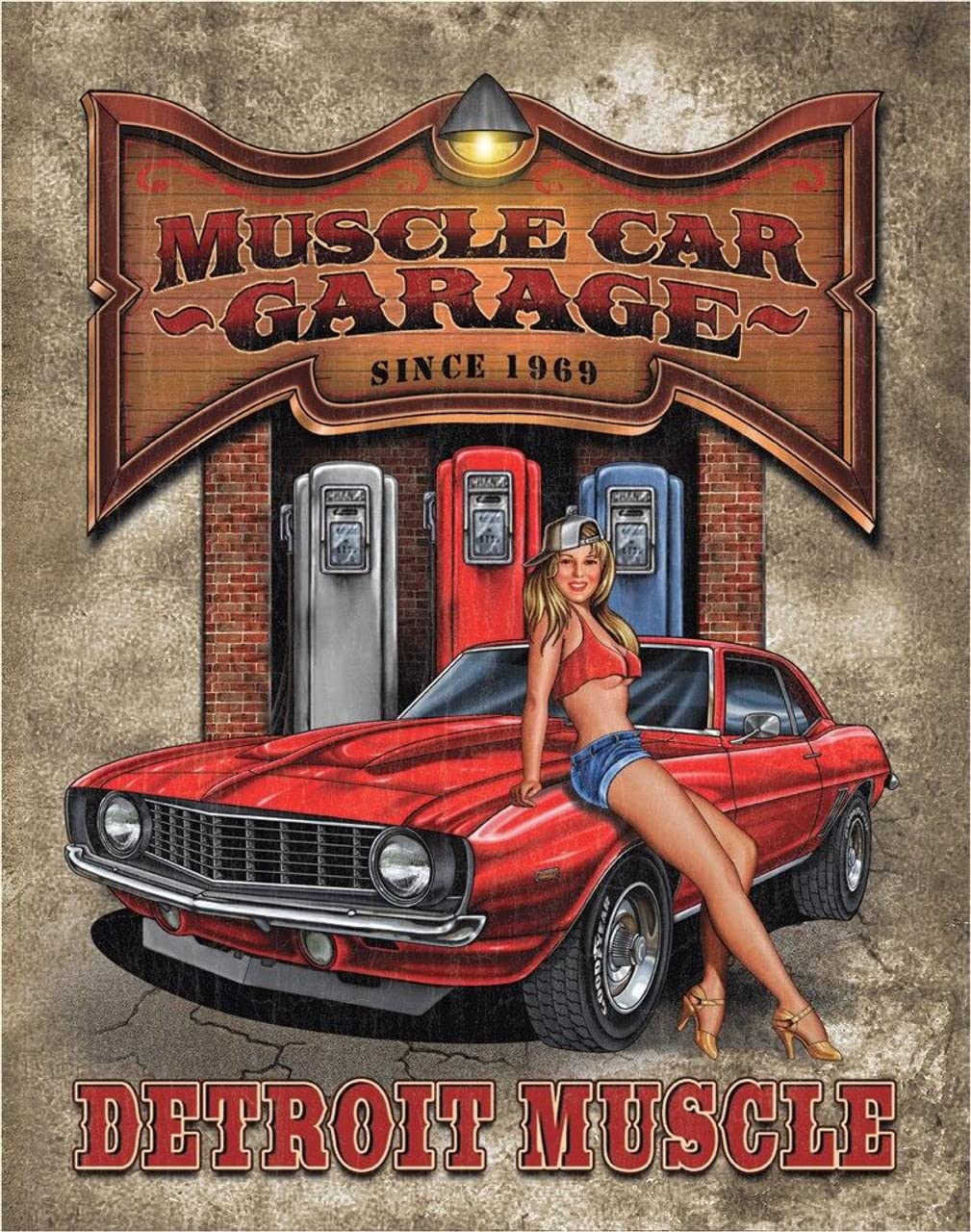 Desperate Enterprises Legends - Muscle Car Garage Tin Sign - Nostalgic Vintage Metal Wall Decor - Made in USA