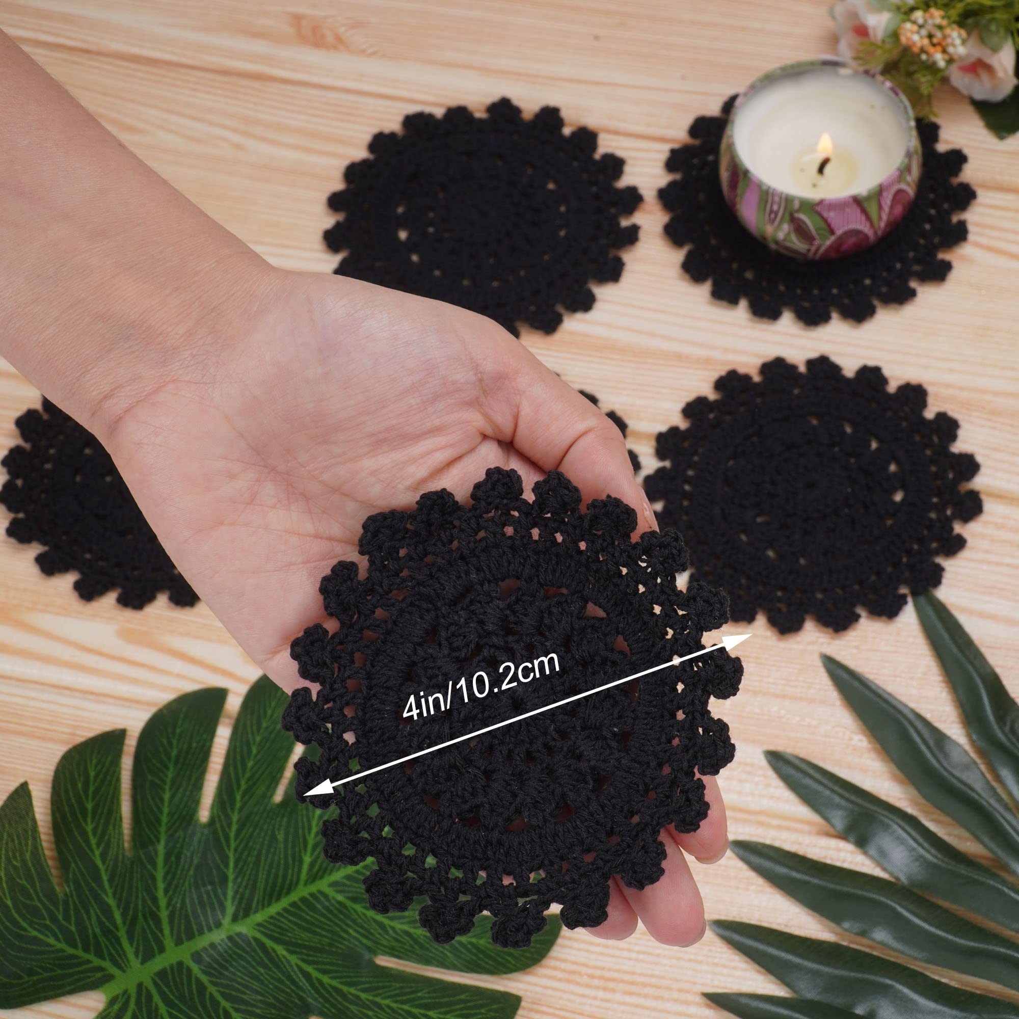 Qxzvzem 6 Pieces 4 Inch Cotton Doilies, Small Vintage Cloth Lace Placemats, Crochet Mandala Round Coasters, Handmade Wagon Wheel