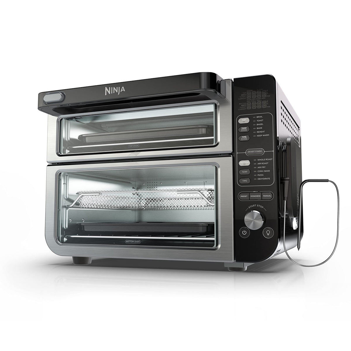 Ninja Dct451 12-In-1 Smart Double Oven With Flexdoor, Thermometer, Flavorseal, Smart Finish, Rapid Top Convection And Air Fry Bo