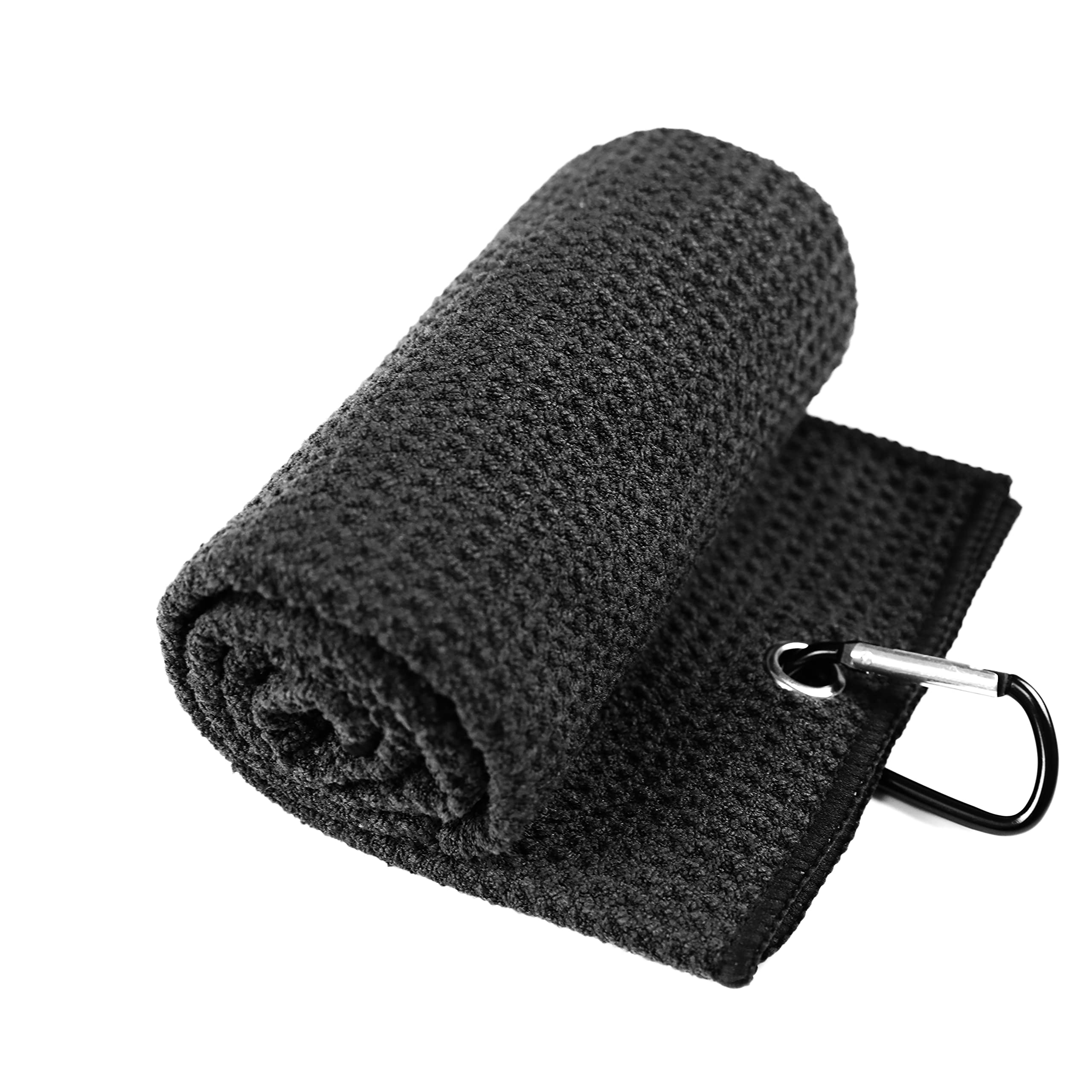 Vividly 2 Pack 16'' X 24'' Tri-Fold Golf Towels, Premium Microfiber Fabric Waffle Pattern With Black Heavy Duty Carabiner Clip,