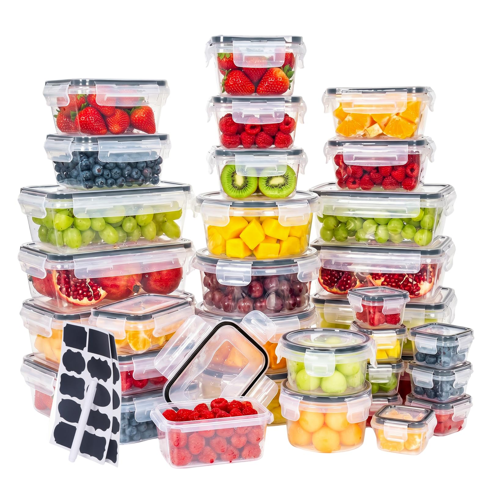 HestiaSnax 68 PCS Food Storage Containers with Lids, Meal Prep Containers, Stackable Kitchen Set, Airtight & Leakproof, BPAFree